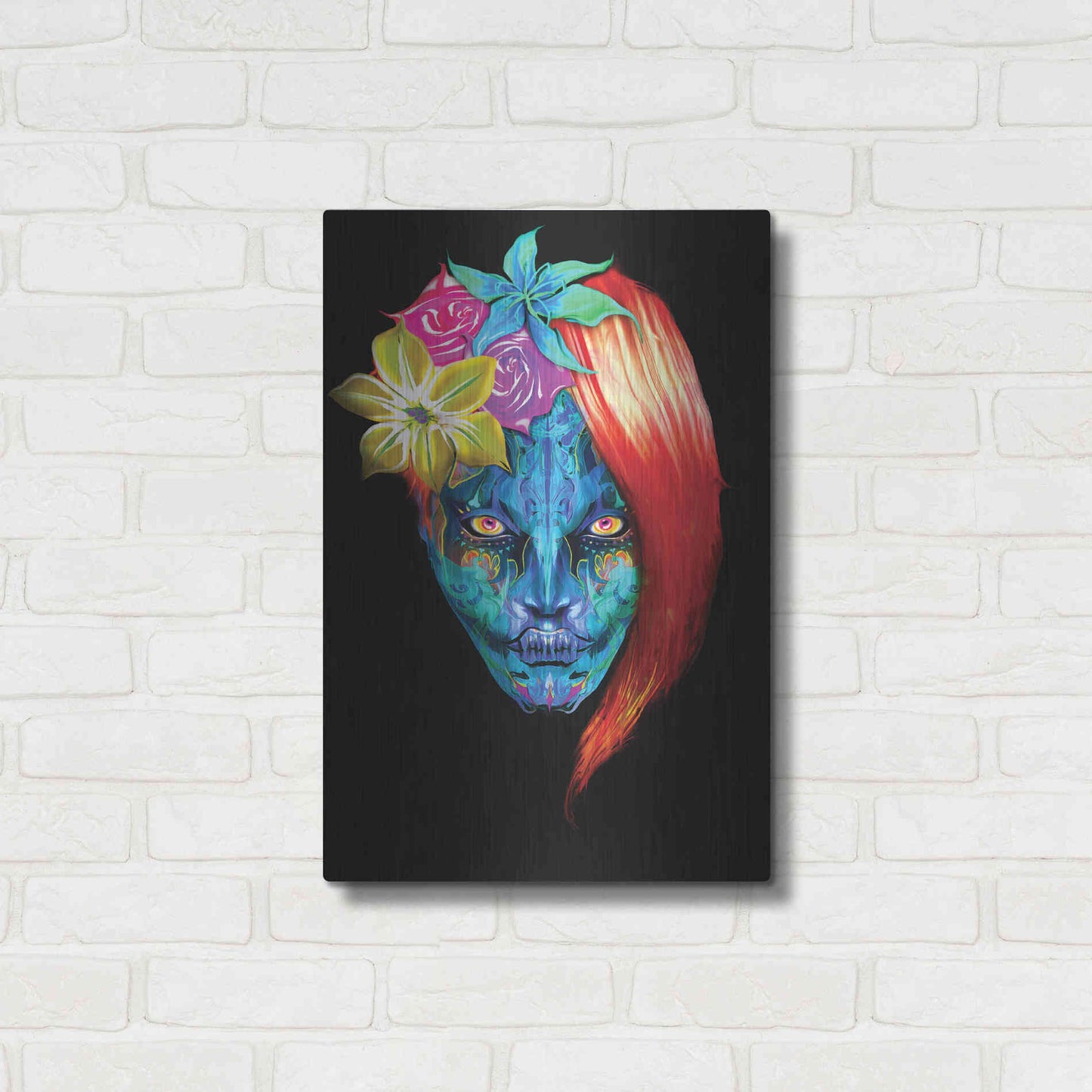 Luxe Metal Art 'Day of the Dead 2' by Michael Stewart, Metal Wall Art,16x24