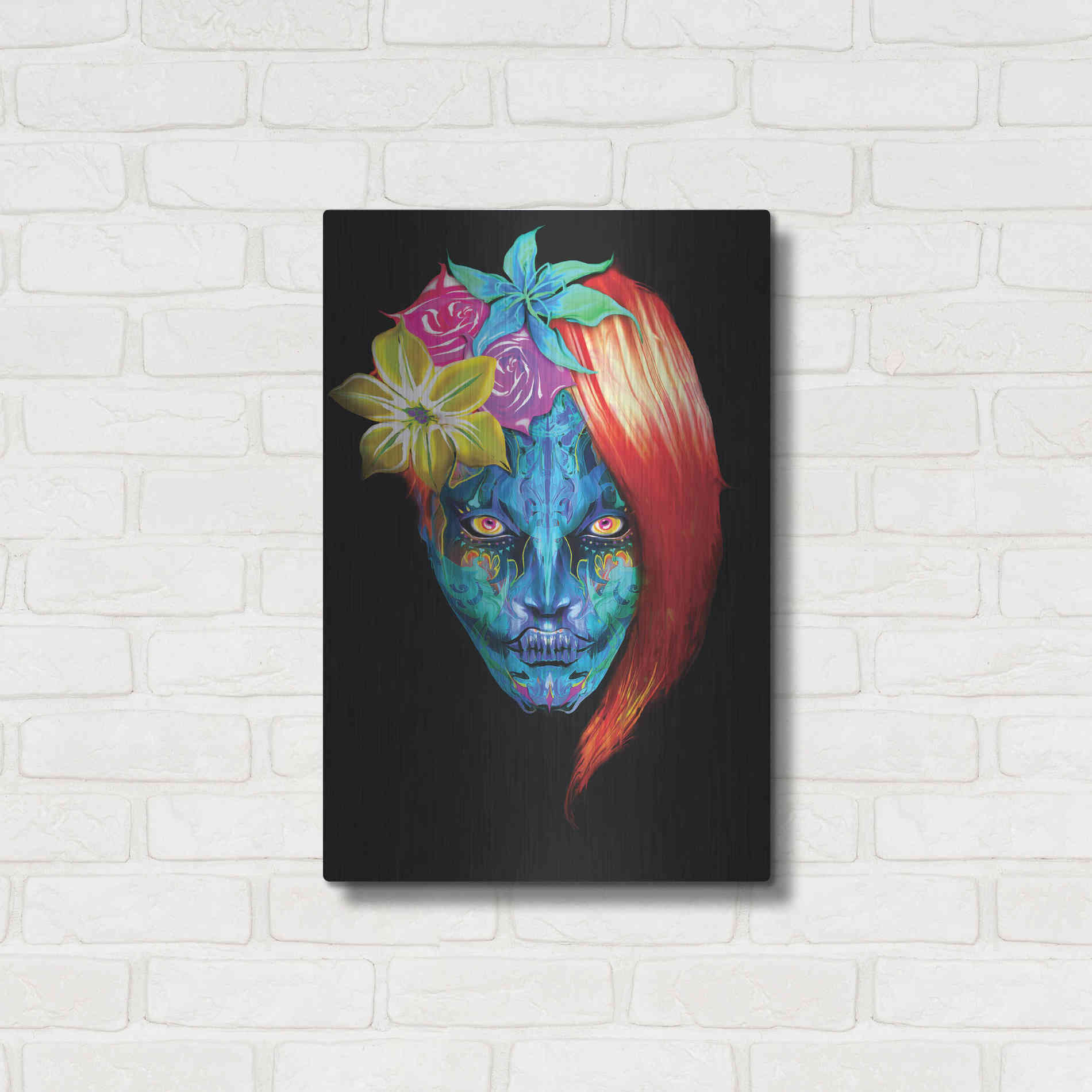 Luxe Metal Art 'Day of the Dead 2' by Michael Stewart, Metal Wall Art,16x24