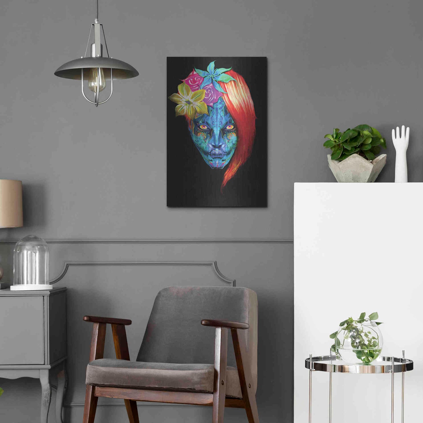 Luxe Metal Art 'Day of the Dead 2' by Michael Stewart, Metal Wall Art,16x24