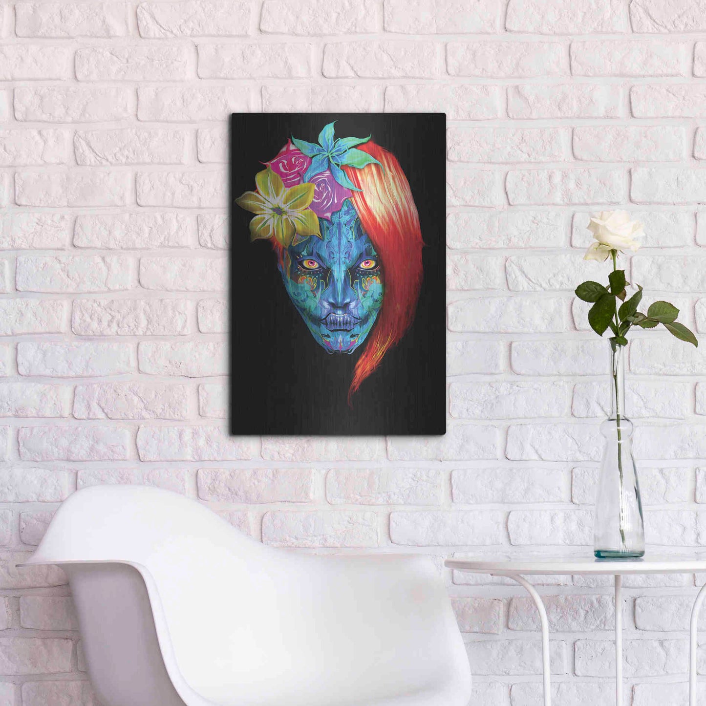 Luxe Metal Art 'Day of the Dead 2' by Michael Stewart, Metal Wall Art,16x24