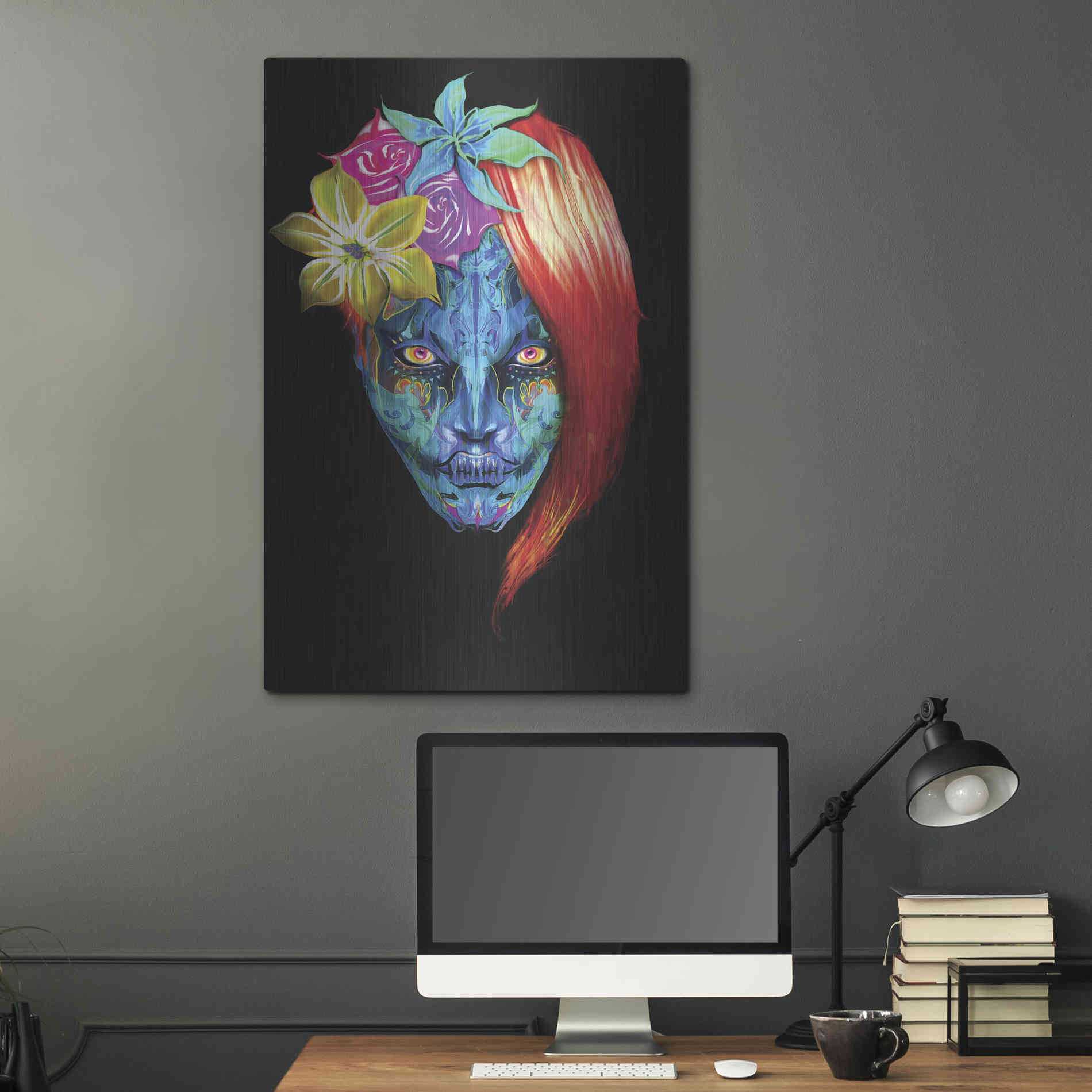 Luxe Metal Art 'Day of the Dead 2' by Michael Stewart, Metal Wall Art,24x36