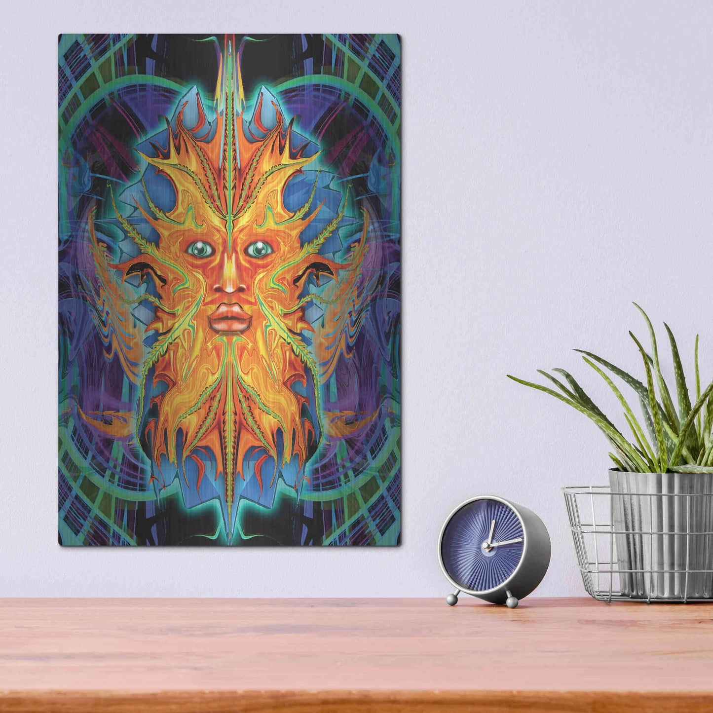 Luxe Metal Art 'Green Man' by Michael Stewart, Metal Wall Art,12x16