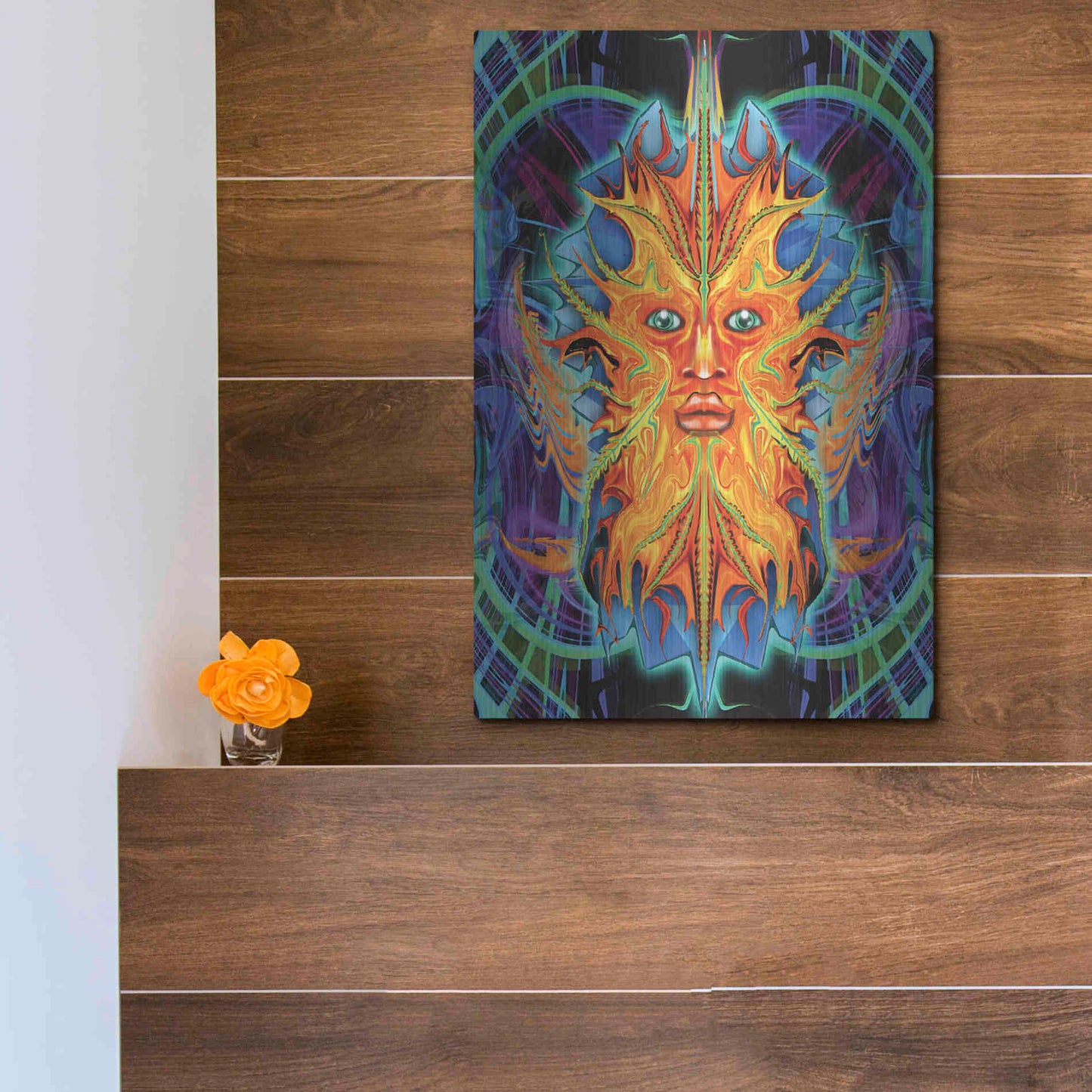 Luxe Metal Art 'Green Man' by Michael Stewart, Metal Wall Art,12x16