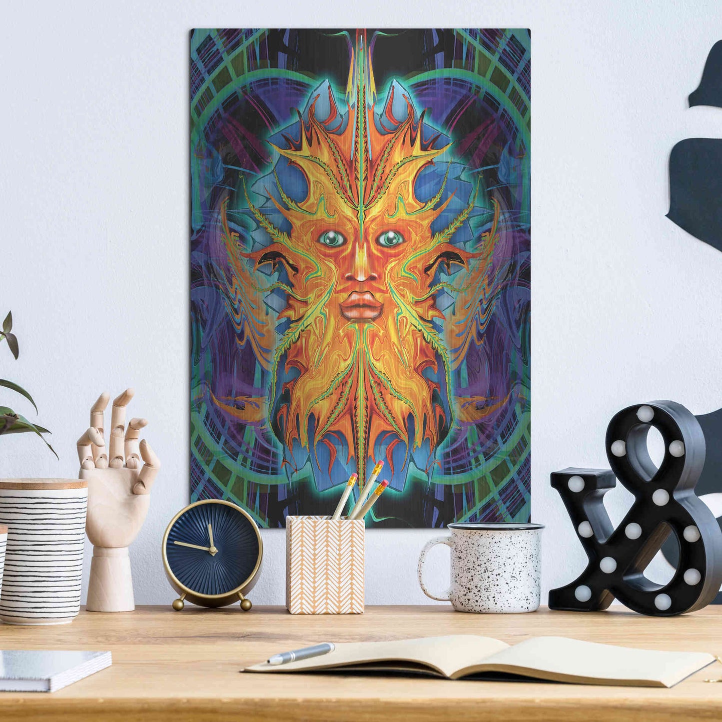 Luxe Metal Art 'Green Man' by Michael Stewart, Metal Wall Art,12x16