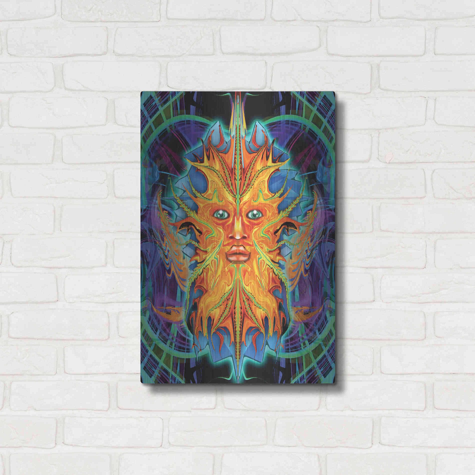 Luxe Metal Art 'Green Man' by Michael Stewart, Metal Wall Art,16x24