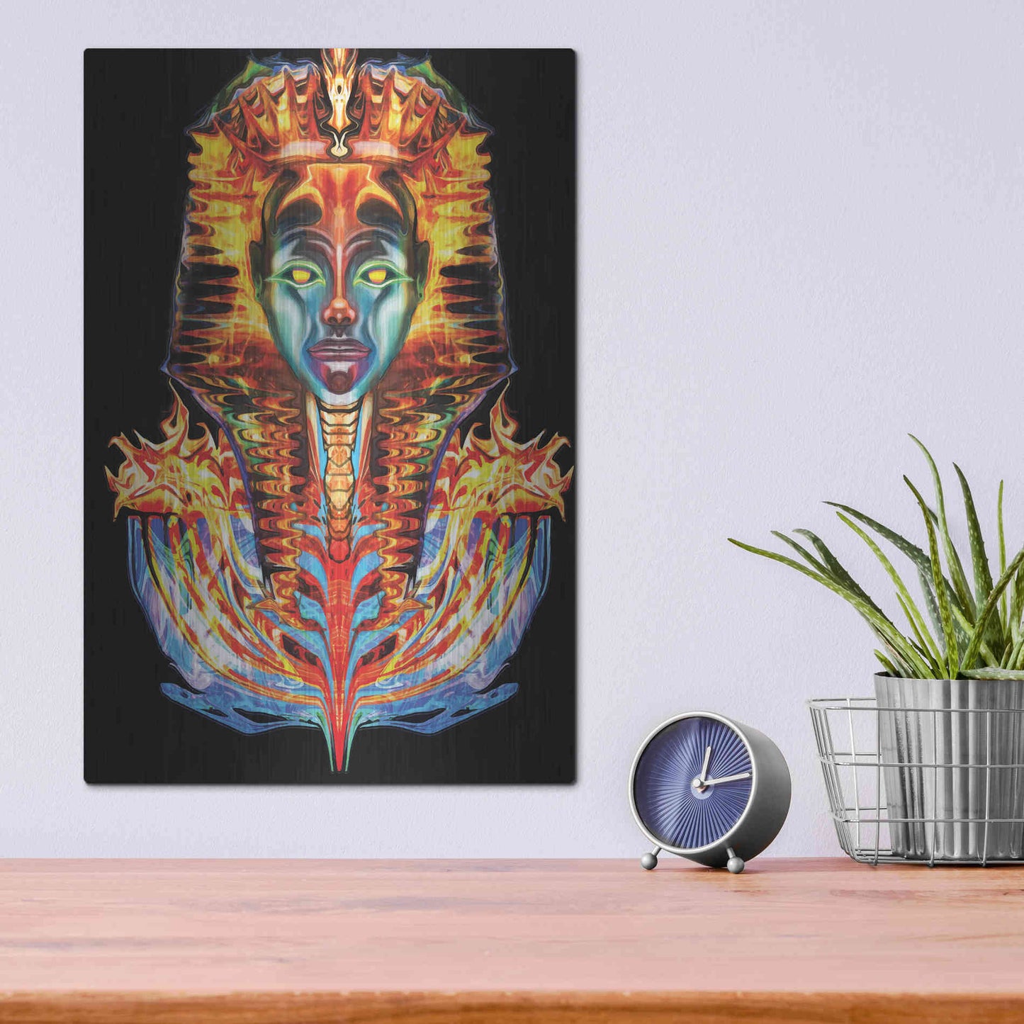 Luxe Metal Art 'Imortal Pharoah' by Michael Stewart, Metal Wall Art,12x16