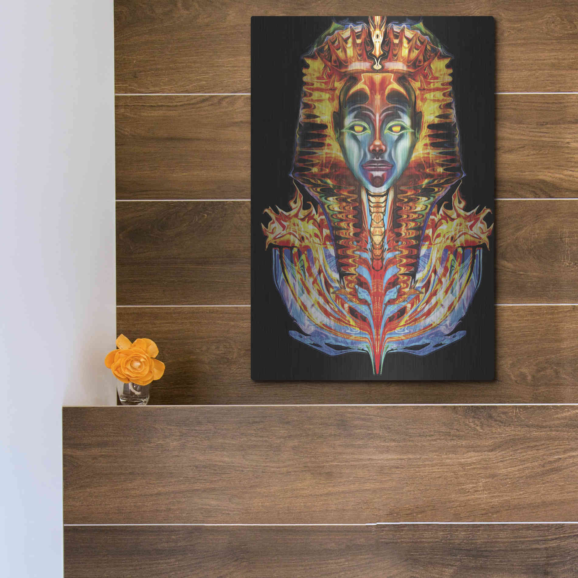 Luxe Metal Art 'Imortal Pharoah' by Michael Stewart, Metal Wall Art,12x16