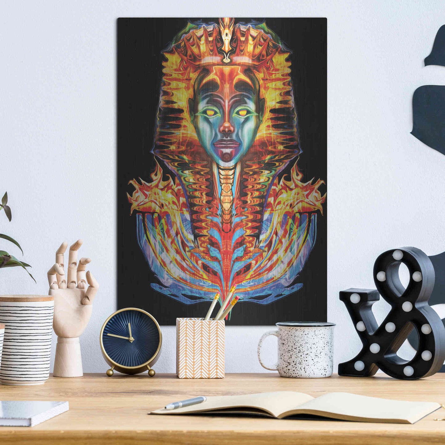 Luxe Metal Art 'Imortal Pharoah' by Michael Stewart, Metal Wall Art,12x16
