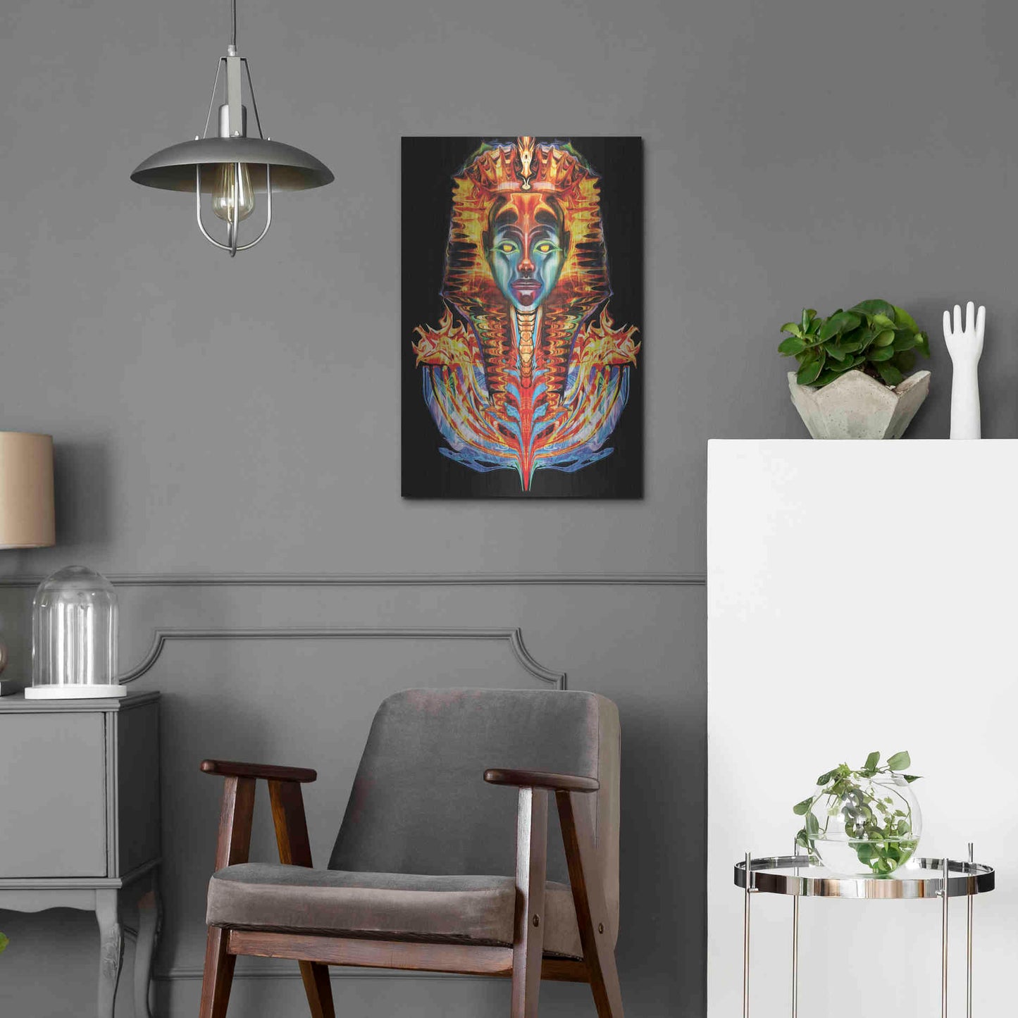 Luxe Metal Art 'Imortal Pharoah' by Michael Stewart, Metal Wall Art,16x24