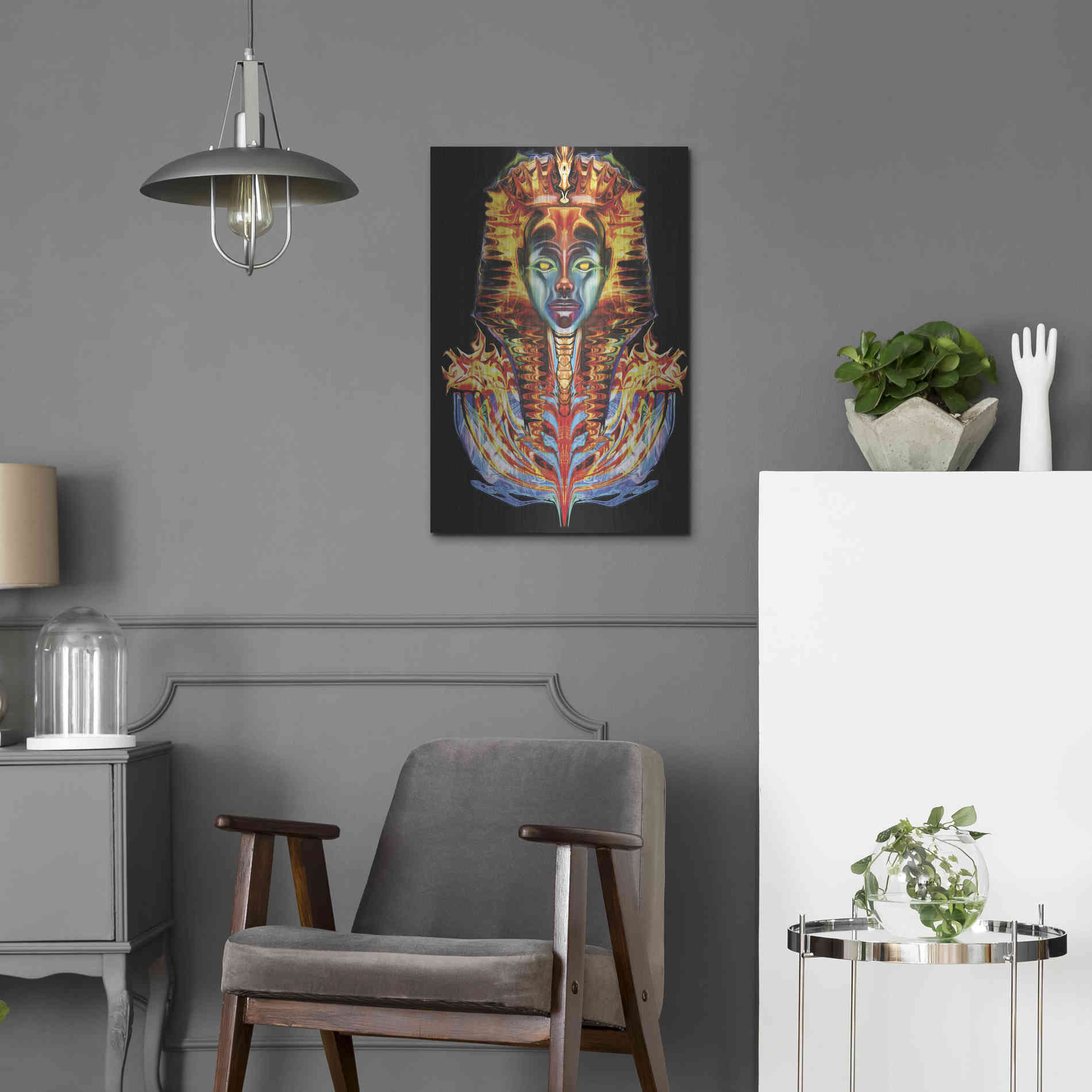 Luxe Metal Art 'Imortal Pharoah' by Michael Stewart, Metal Wall Art,16x24