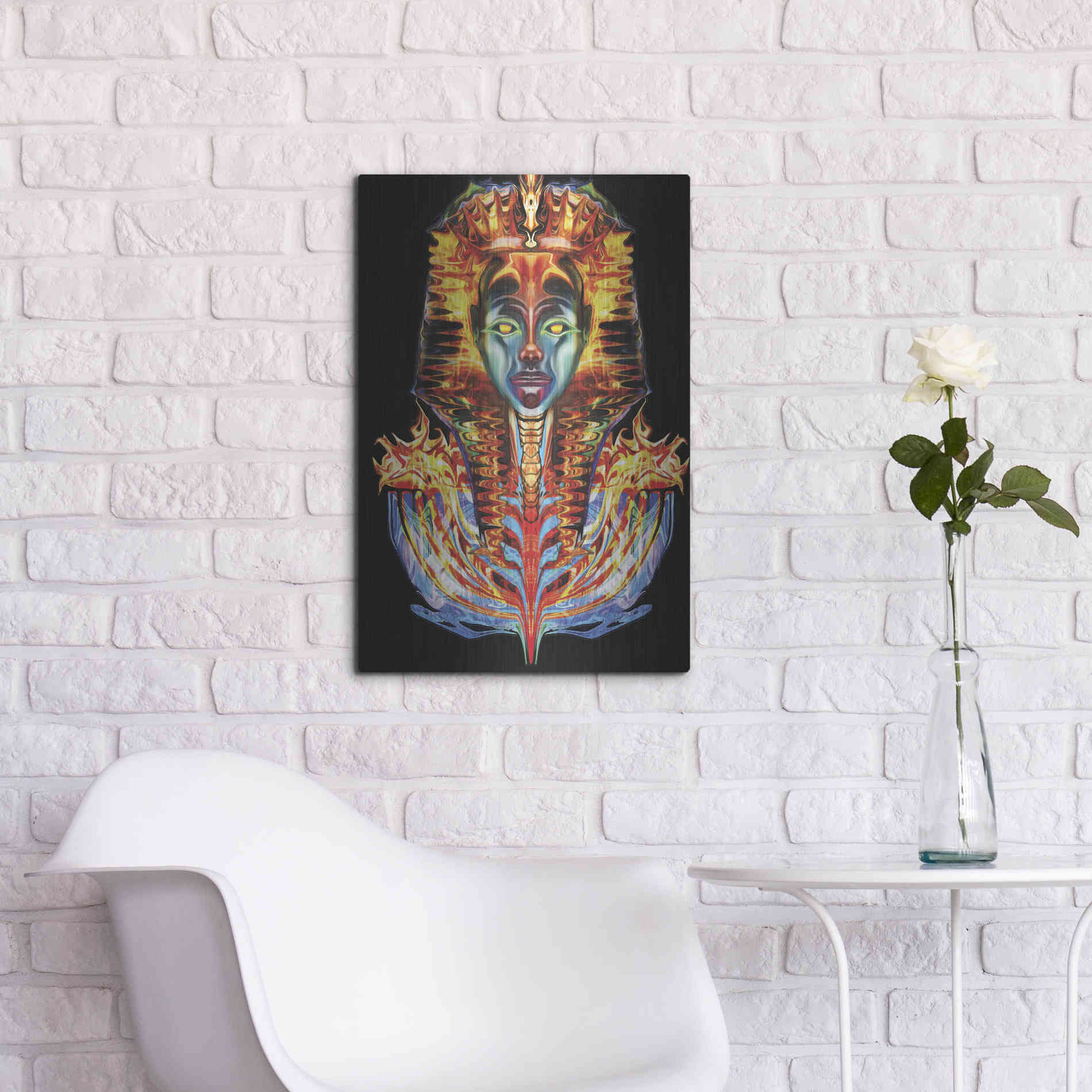Luxe Metal Art 'Imortal Pharoah' by Michael Stewart, Metal Wall Art,16x24