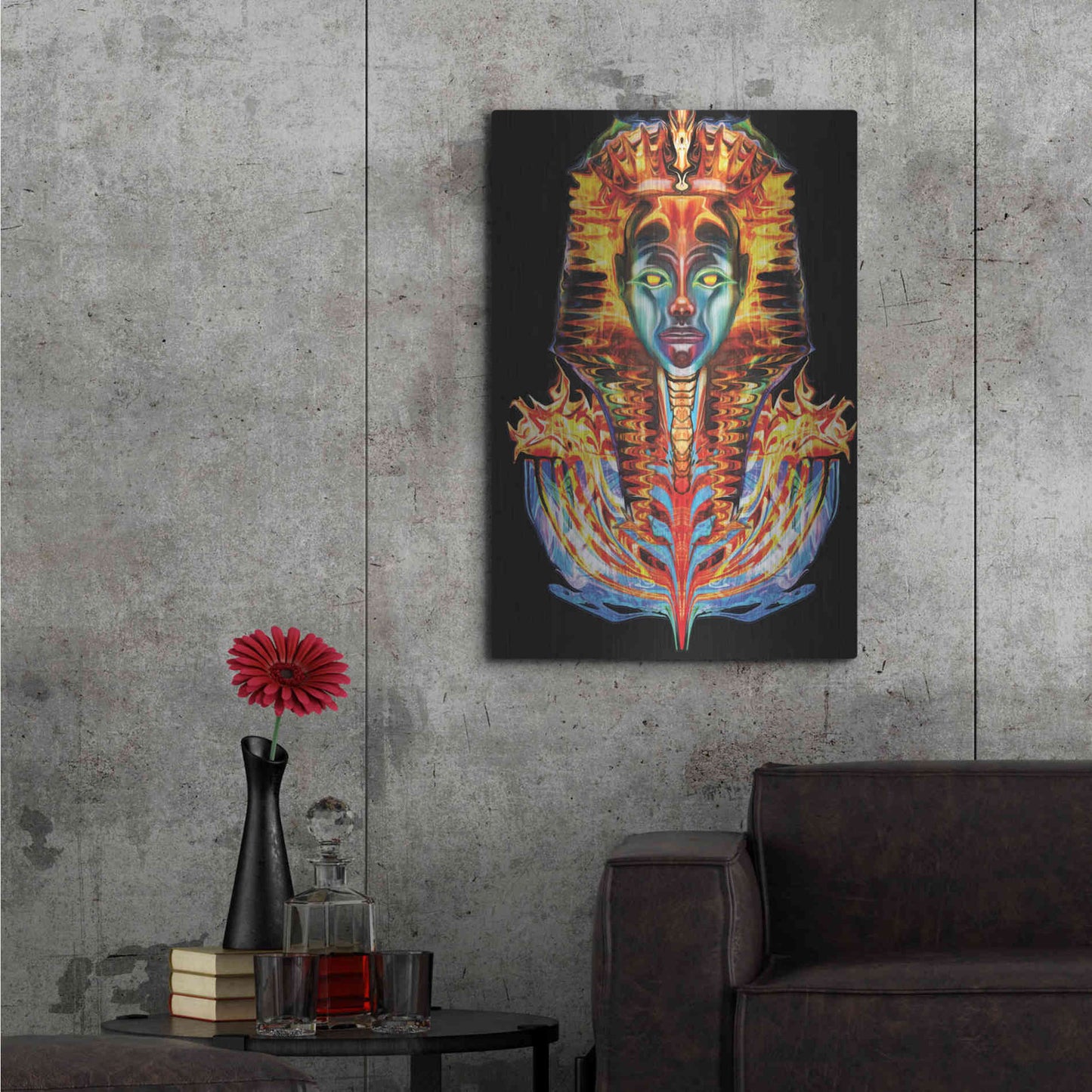 Luxe Metal Art 'Imortal Pharoah' by Michael Stewart, Metal Wall Art,24x36
