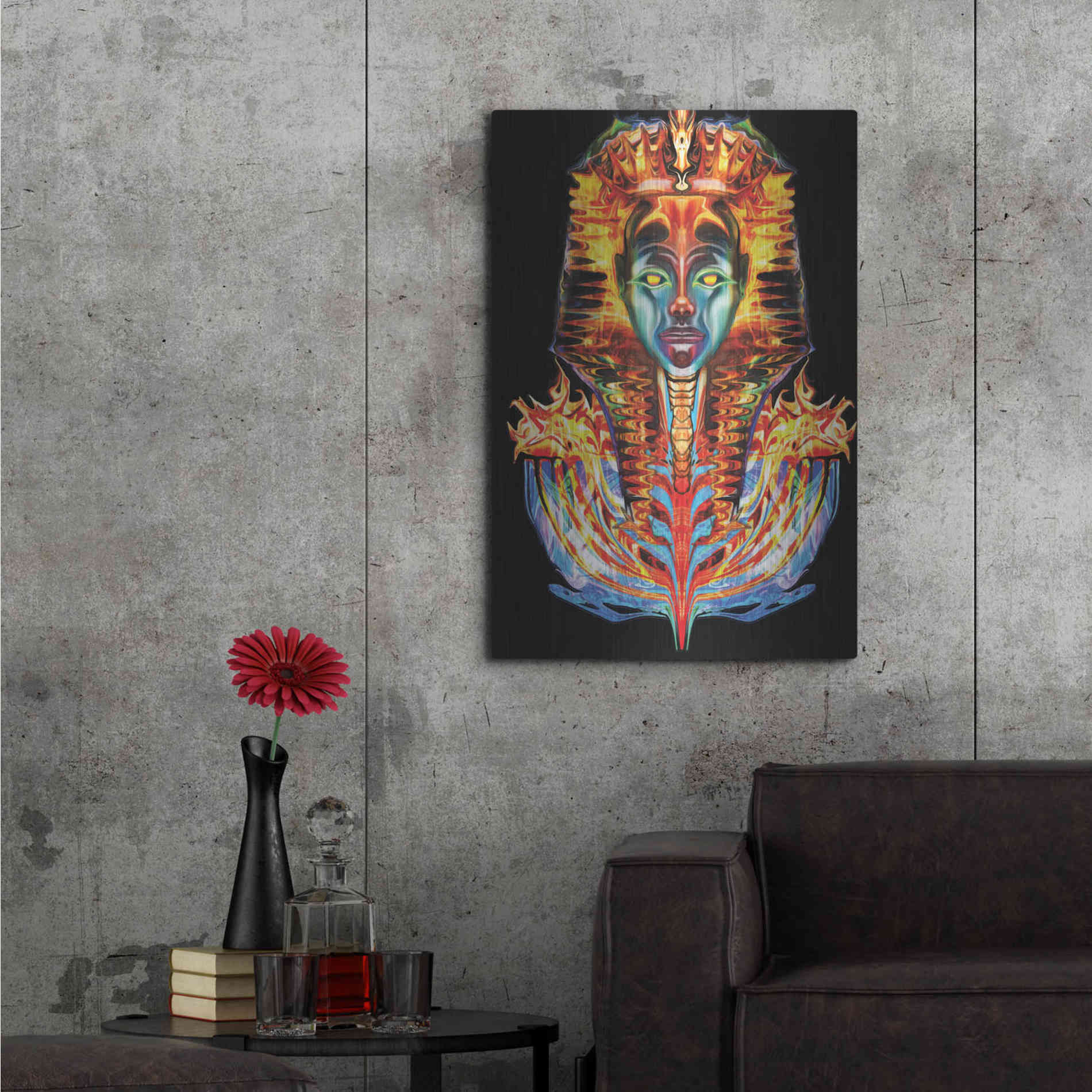 Luxe Metal Art 'Imortal Pharoah' by Michael Stewart, Metal Wall Art,24x36