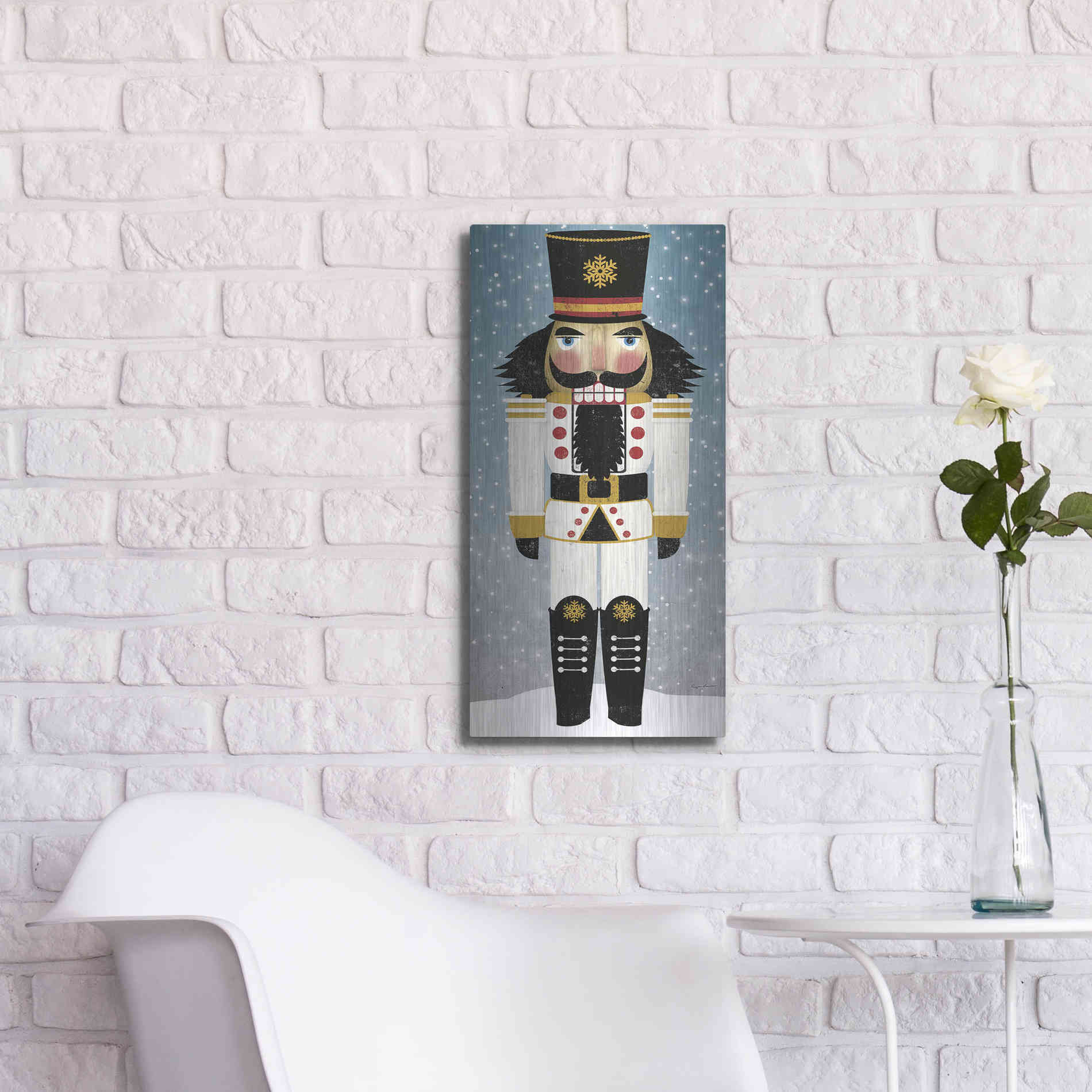 Luxe Metal Art 'Nutcracker Bright IV' by Ryan Fowler, Metal Wall Art,12x24