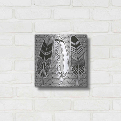 Luxe Metal Art 'Geo Feathers I Zentangle' by Sara Zieve Miller, Metal Wall Art,12x12