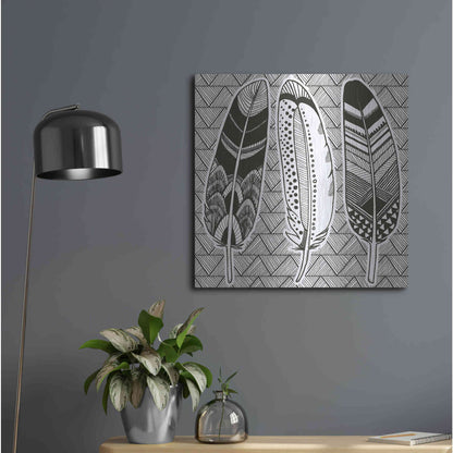 Luxe Metal Art 'Geo Feathers I Zentangle' by Sara Zieve Miller, Metal Wall Art,24x24