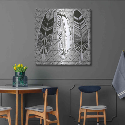 Luxe Metal Art 'Geo Feathers I Zentangle' by Sara Zieve Miller, Metal Wall Art,36x36