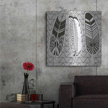 Luxe Metal Art 'Geo Feathers I Zentangle' by Sara Zieve Miller, Metal Wall Art,36x36