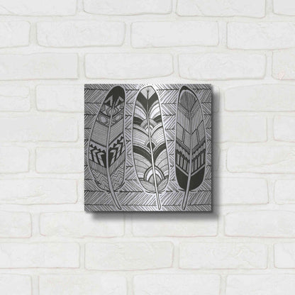 Luxe Metal Art 'Geo Feathers II Zentangle' by Sara Zieve Miller, Metal Wall Art,12x12