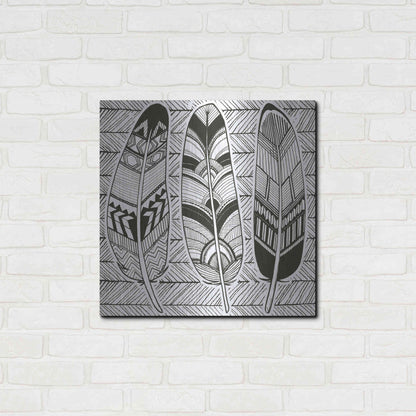 Luxe Metal Art 'Geo Feathers II Zentangle' by Sara Zieve Miller, Metal Wall Art,24x24