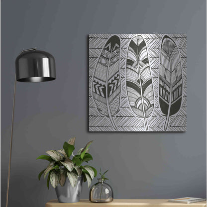 Luxe Metal Art 'Geo Feathers II Zentangle' by Sara Zieve Miller, Metal Wall Art,24x24