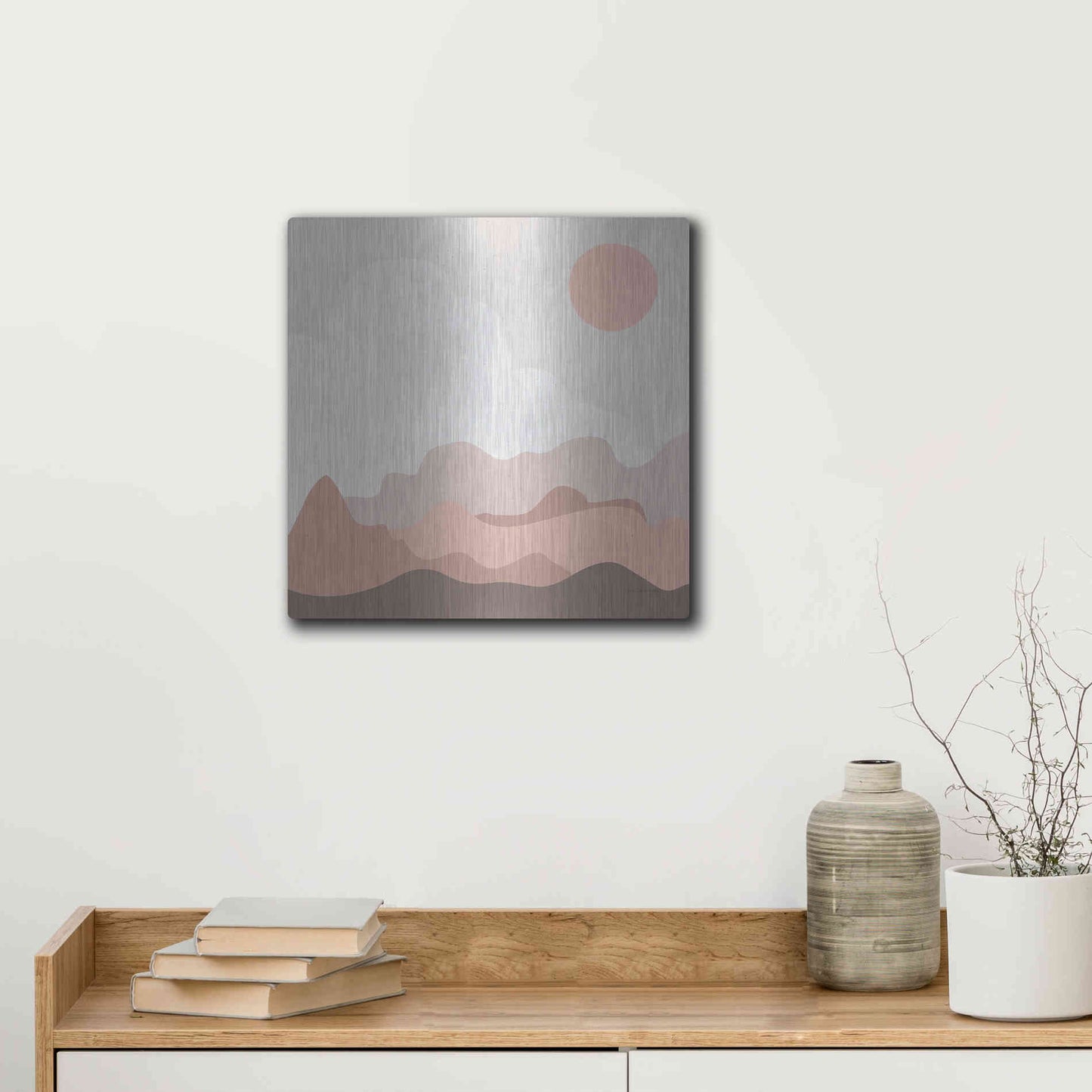 Luxe Metal Art 'Mountainous I' by Sara Zieve Miller, Metal Wall Art,12x12