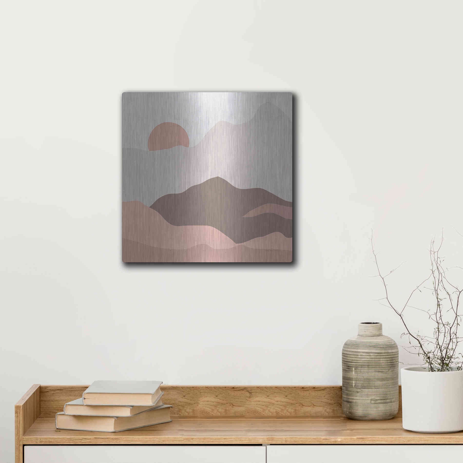 Luxe Metal Art 'Mountainous II' by Sara Zieve Miller, Metal Wall Art,12x12