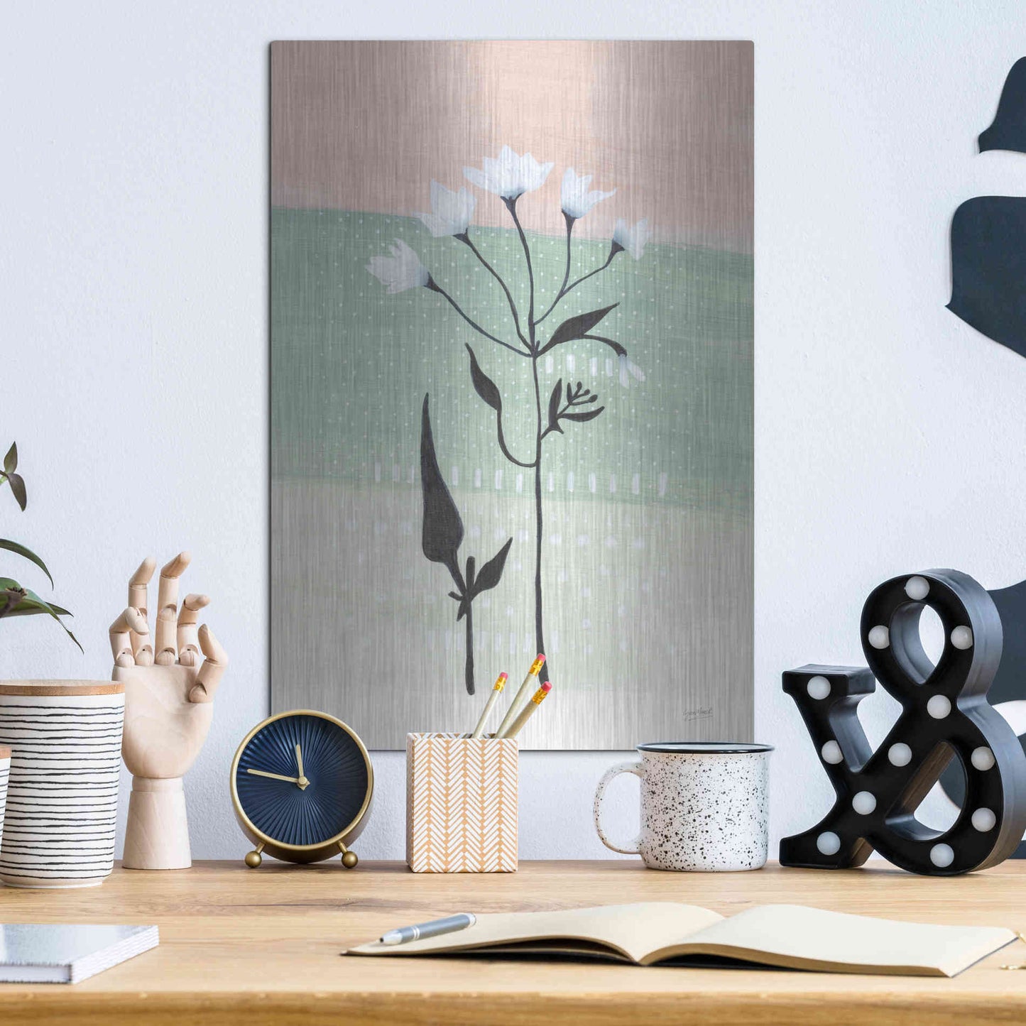 Luxe Metal Art 'Jasmine Delight I' by Lynn Mack, Metal Wall Art,12x16