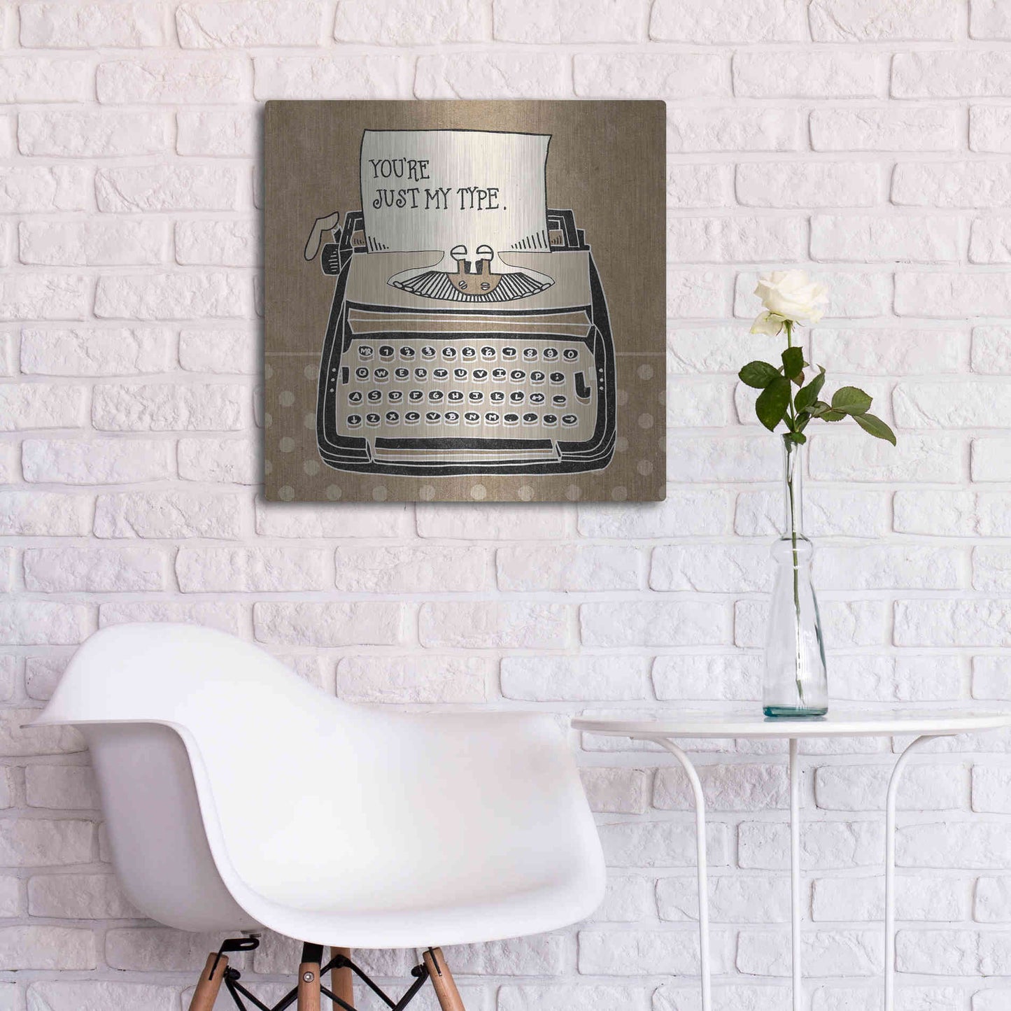 Luxe Metal Art 'Youre My Type Taupe' by Mary Urban, Metal Wall Art,24x24