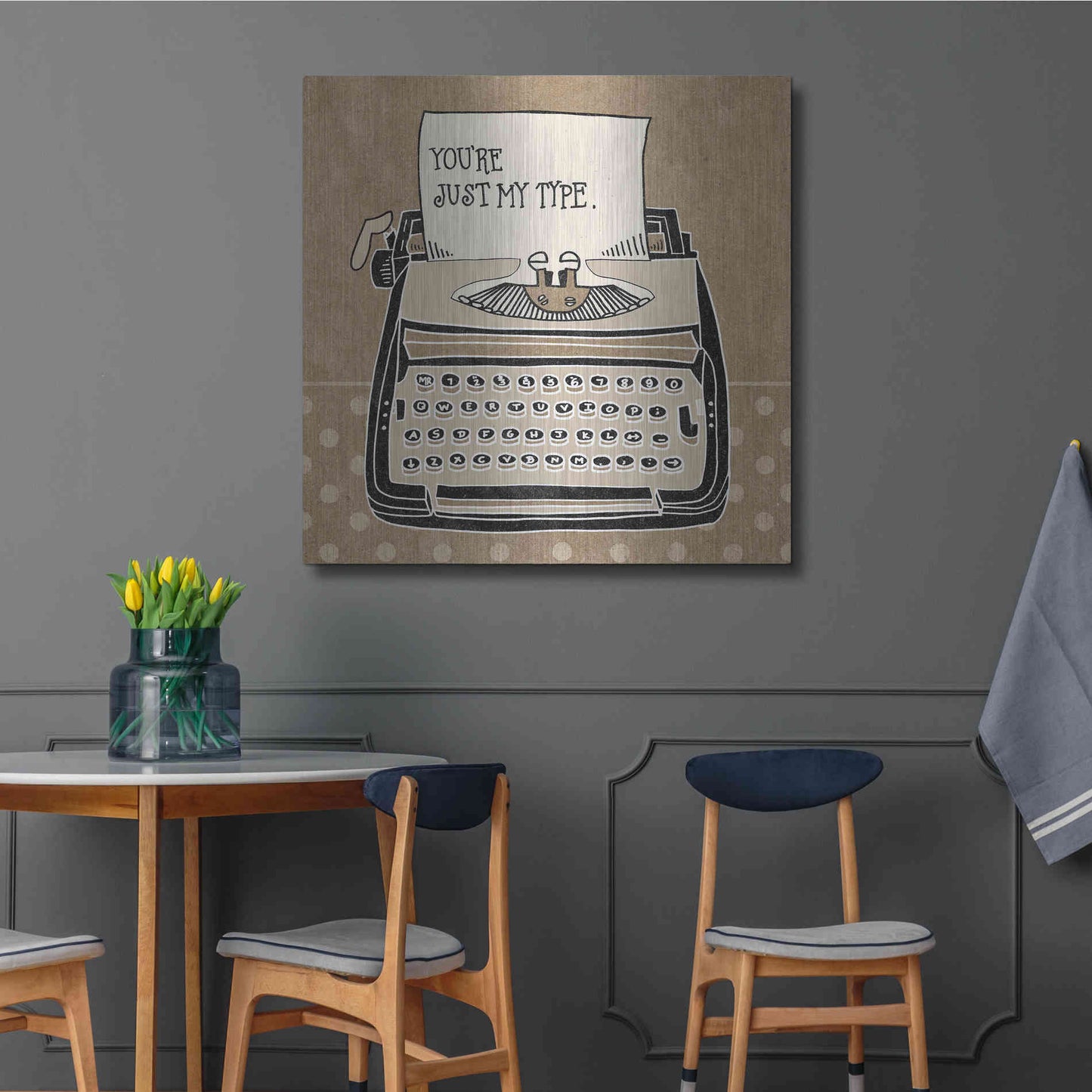 Luxe Metal Art 'Youre My Type Taupe' by Mary Urban, Metal Wall Art,36x36