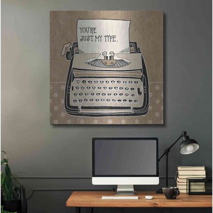 Luxe Metal Art 'Youre My Type Taupe' by Mary Urban, Metal Wall Art,36x36