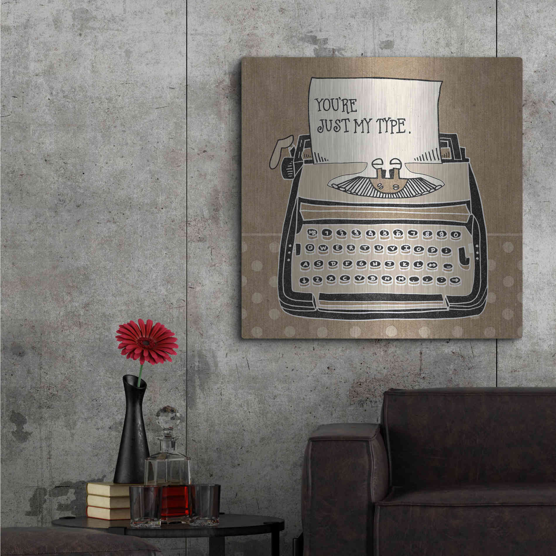 Luxe Metal Art 'Youre My Type Taupe' by Mary Urban, Metal Wall Art,36x36