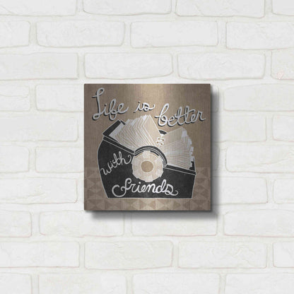 Luxe Metal Art 'Life is Better with Friends' by Mary Urban, Metal Wall Art,12x12