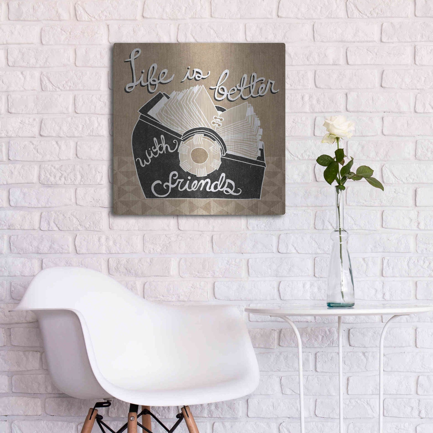 Luxe Metal Art 'Life is Better with Friends' by Mary Urban, Metal Wall Art,24x24