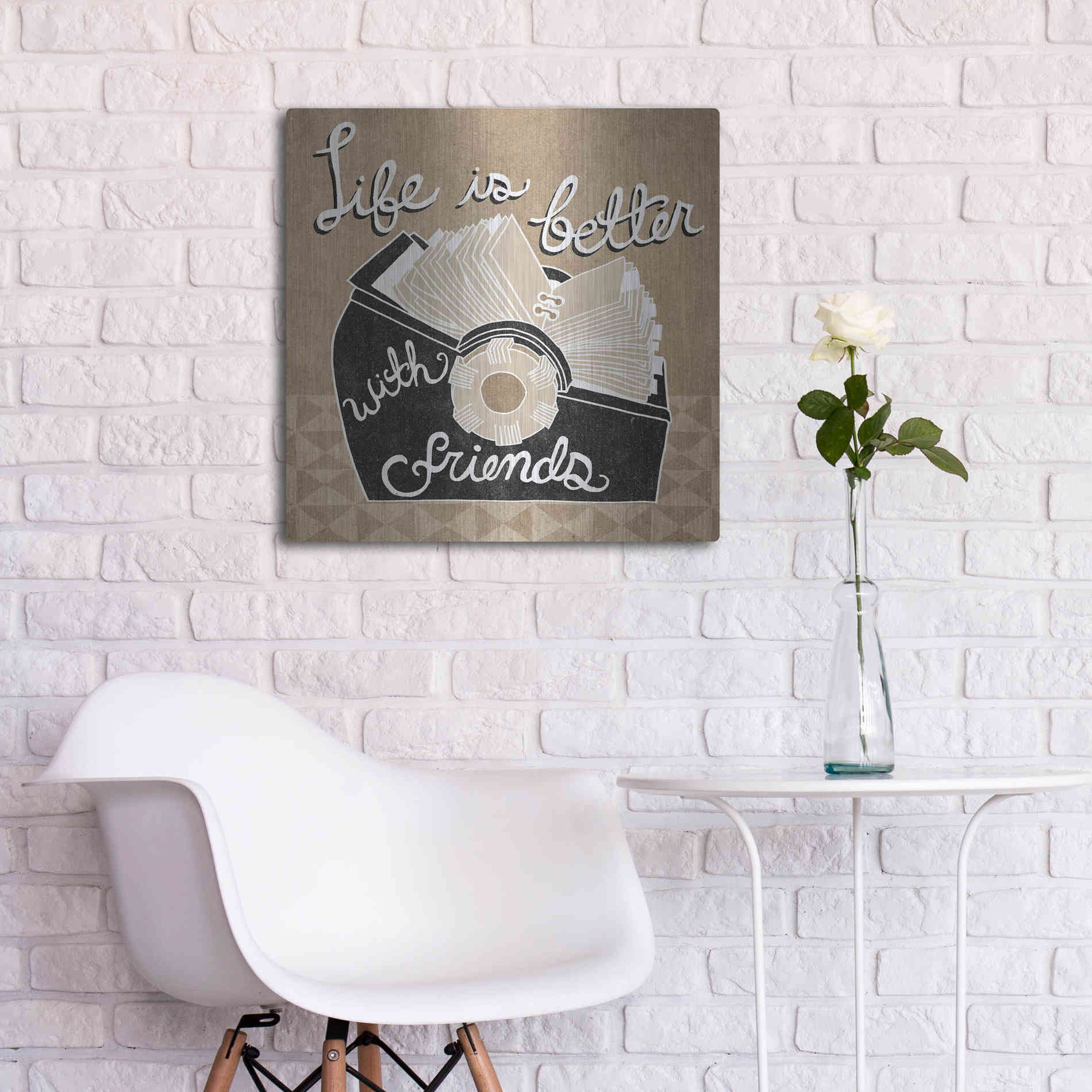 Luxe Metal Art 'Life is Better with Friends' by Mary Urban, Metal Wall Art,24x24