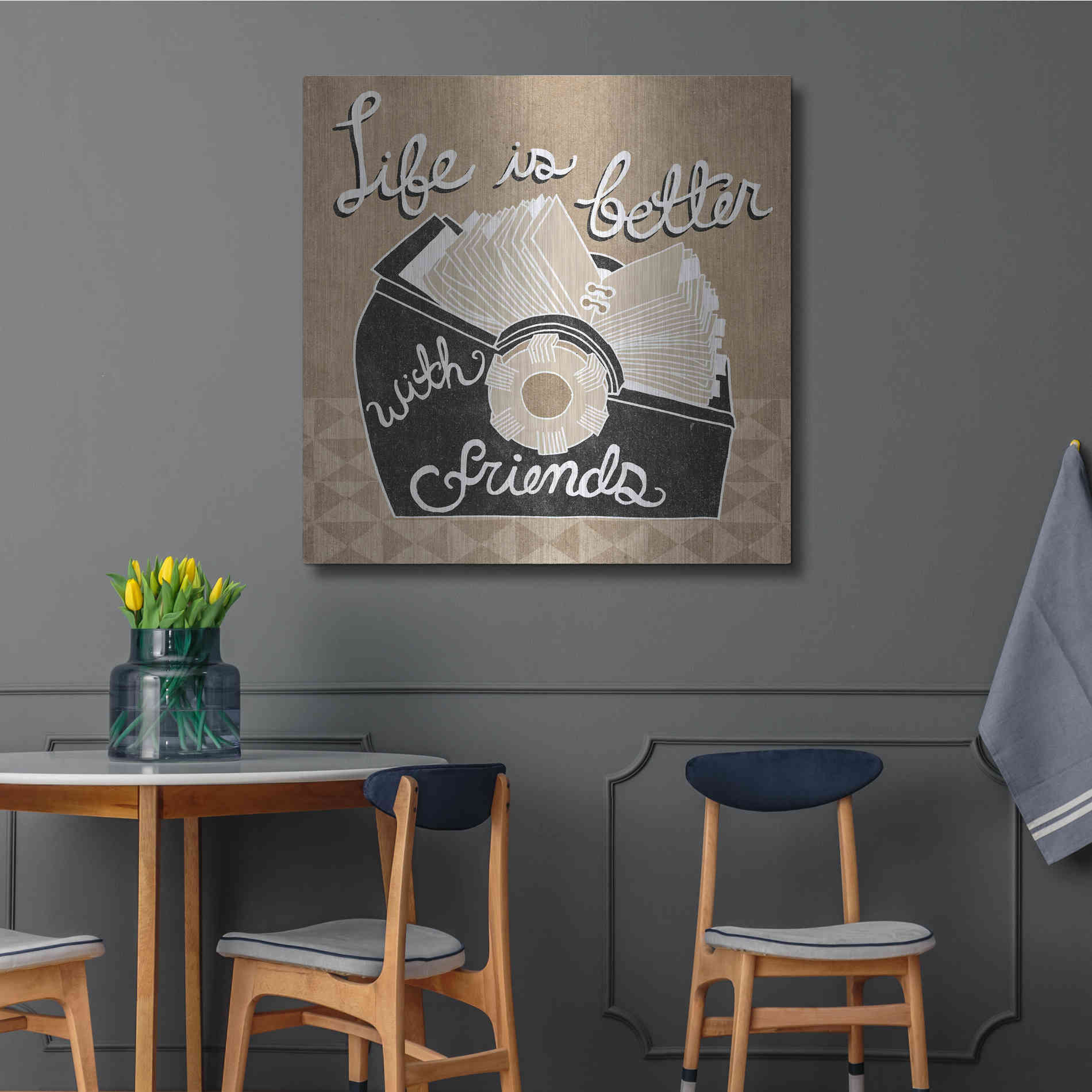 Luxe Metal Art 'Life is Better with Friends' by Mary Urban, Metal Wall Art,36x36