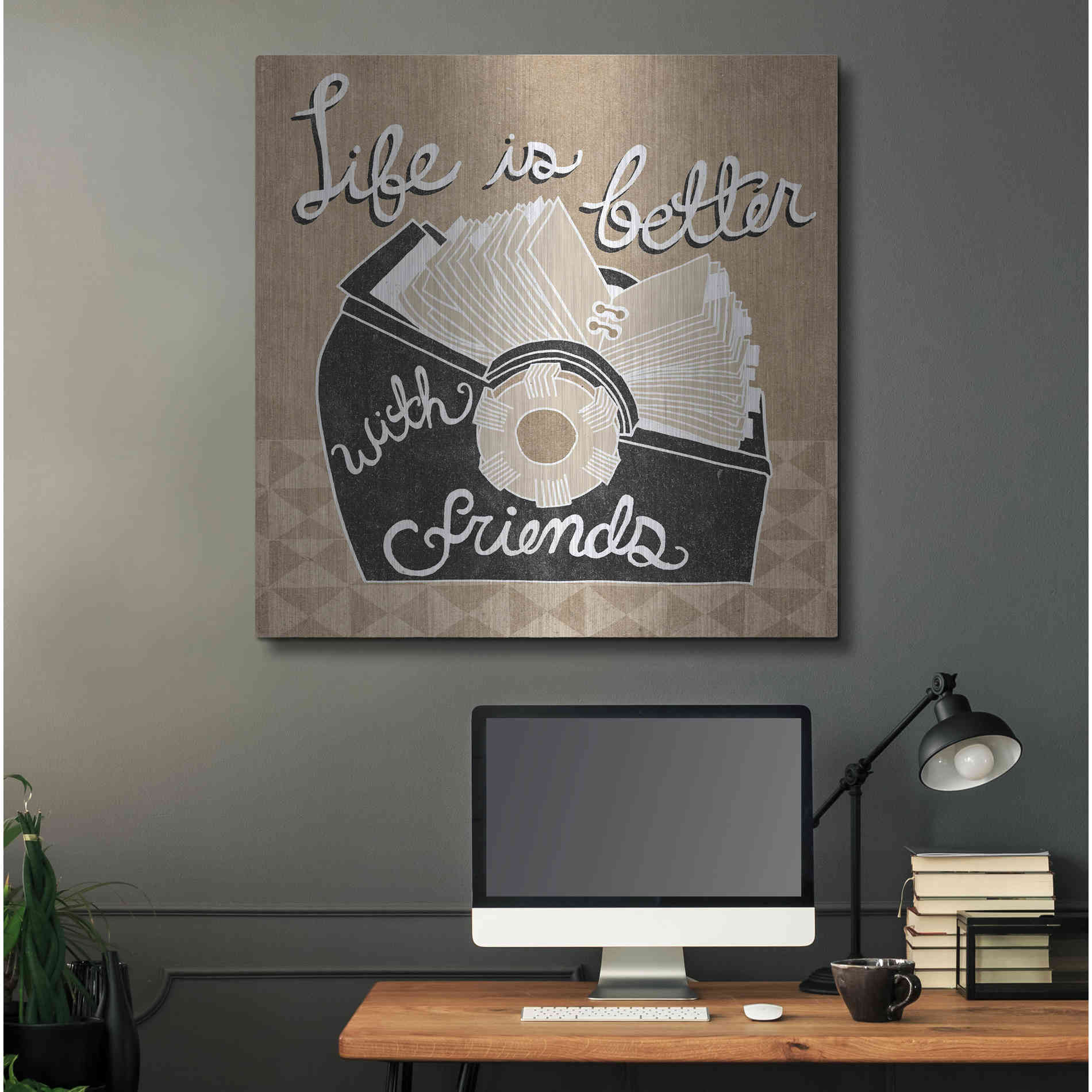 Luxe Metal Art 'Life is Better with Friends' by Mary Urban, Metal Wall Art,36x36