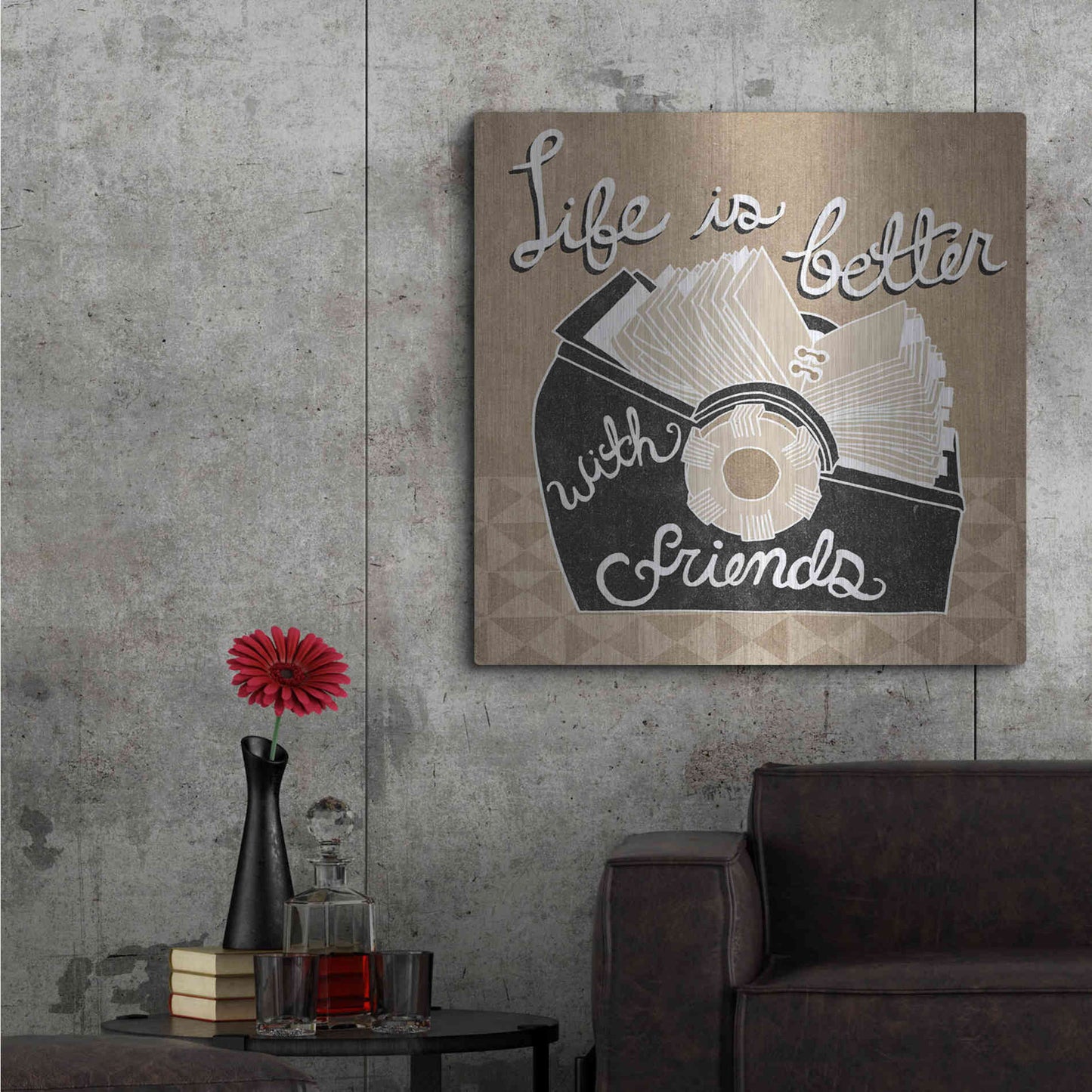 Luxe Metal Art 'Life is Better with Friends' by Mary Urban, Metal Wall Art,36x36