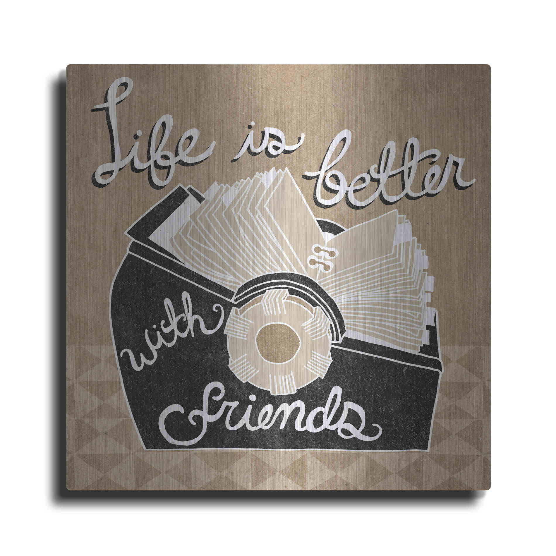 Luxe Metal Art 'Life is Better with Friends' by Mary Urban, Metal Wall Art
