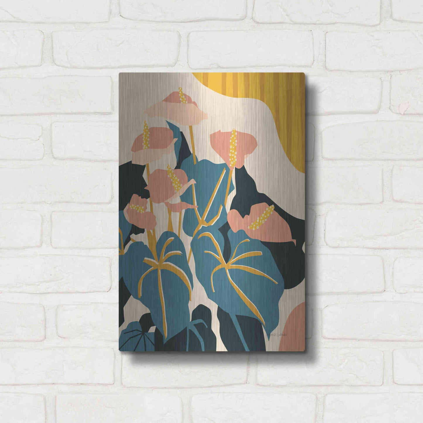 Luxe Metal Art 'Anthurium' by Megan Gallagher, Metal Wall Art,12x16