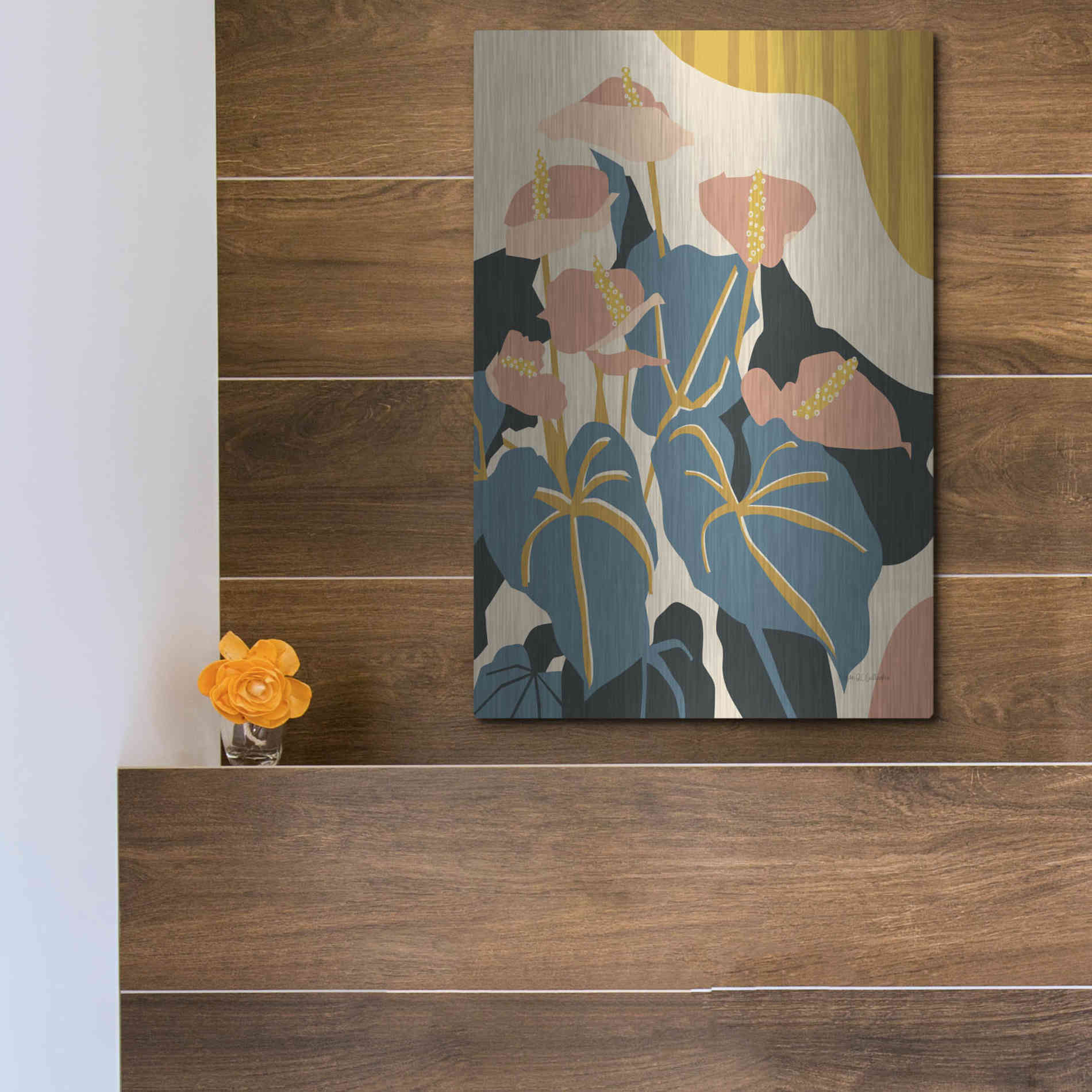 Luxe Metal Art 'Anthurium' by Megan Gallagher, Metal Wall Art,12x16