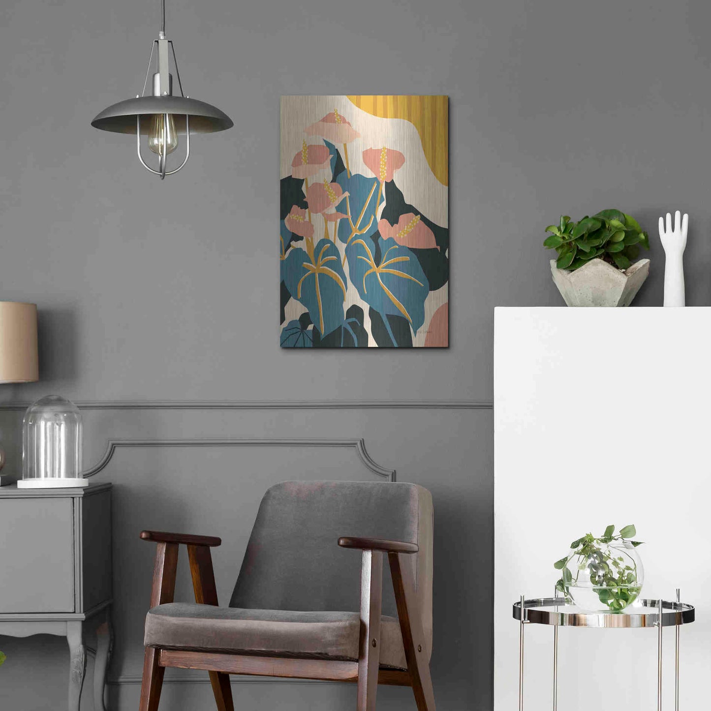 Luxe Metal Art 'Anthurium' by Megan Gallagher, Metal Wall Art,16x24