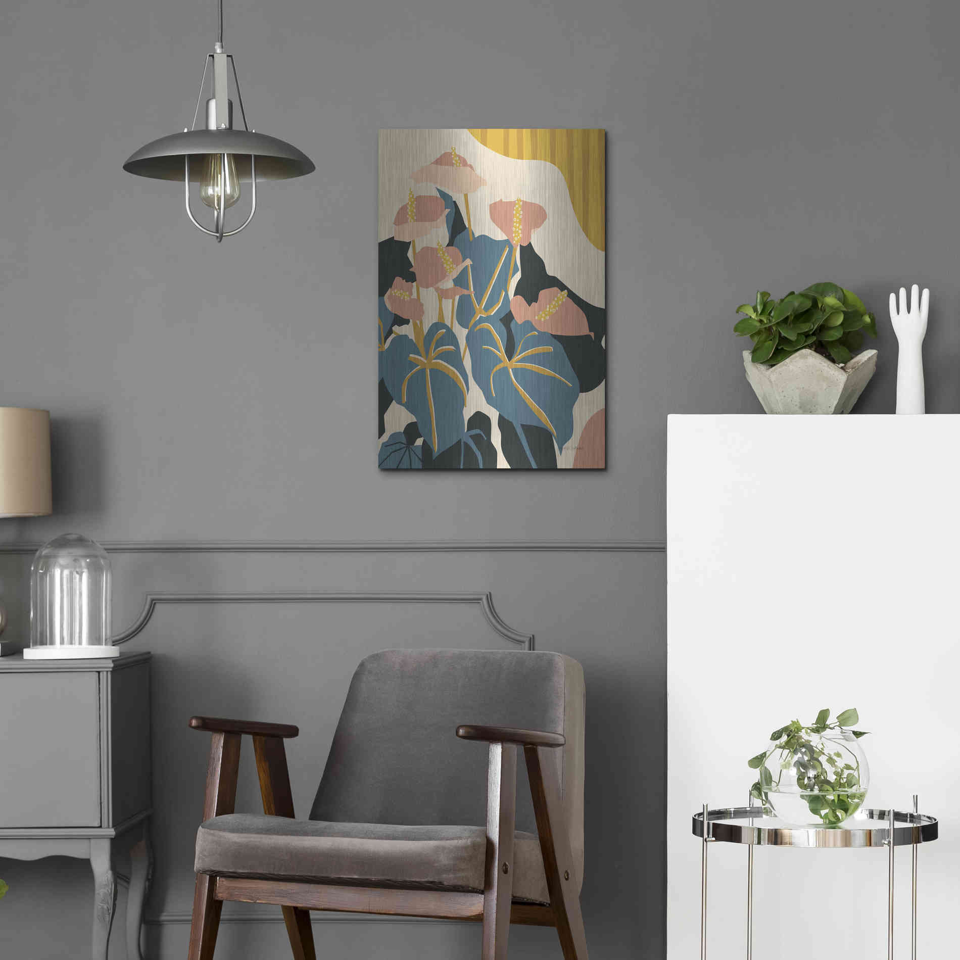 Luxe Metal Art 'Anthurium' by Megan Gallagher, Metal Wall Art,16x24