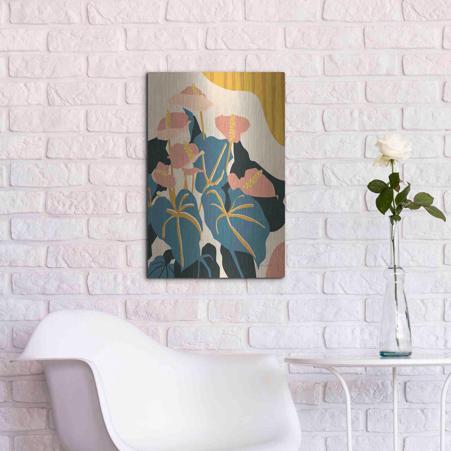 Luxe Metal Art 'Anthurium' by Megan Gallagher, Metal Wall Art,16x24