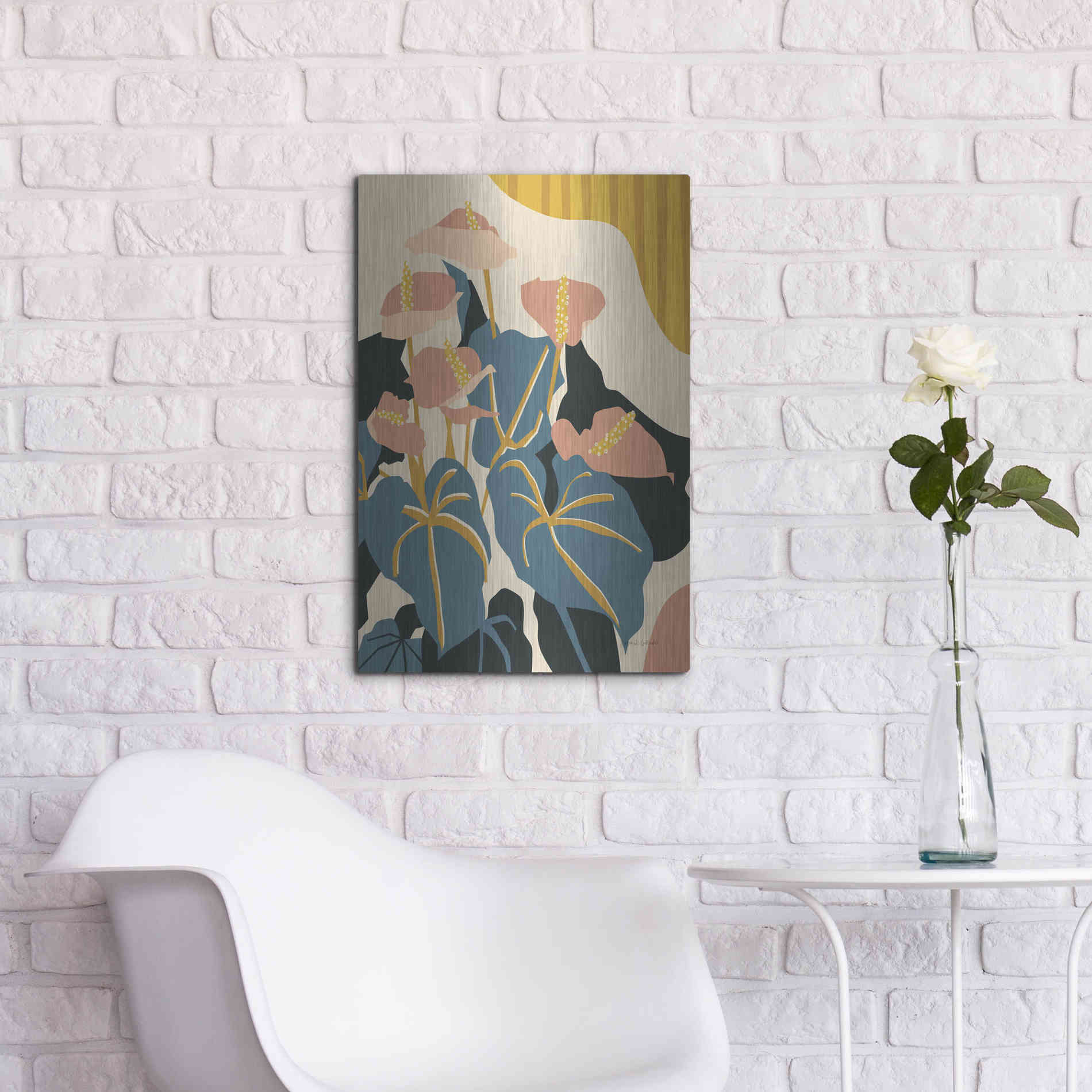 Luxe Metal Art 'Anthurium' by Megan Gallagher, Metal Wall Art,16x24