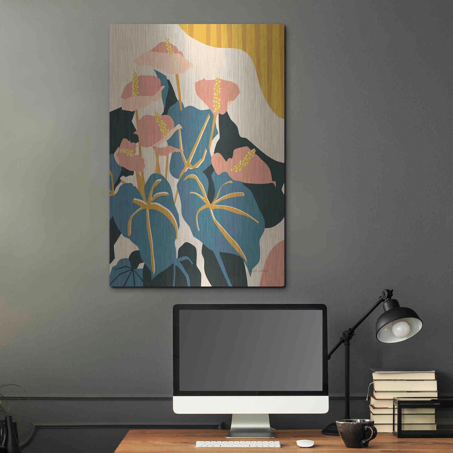 Luxe Metal Art 'Anthurium' by Megan Gallagher, Metal Wall Art,24x36