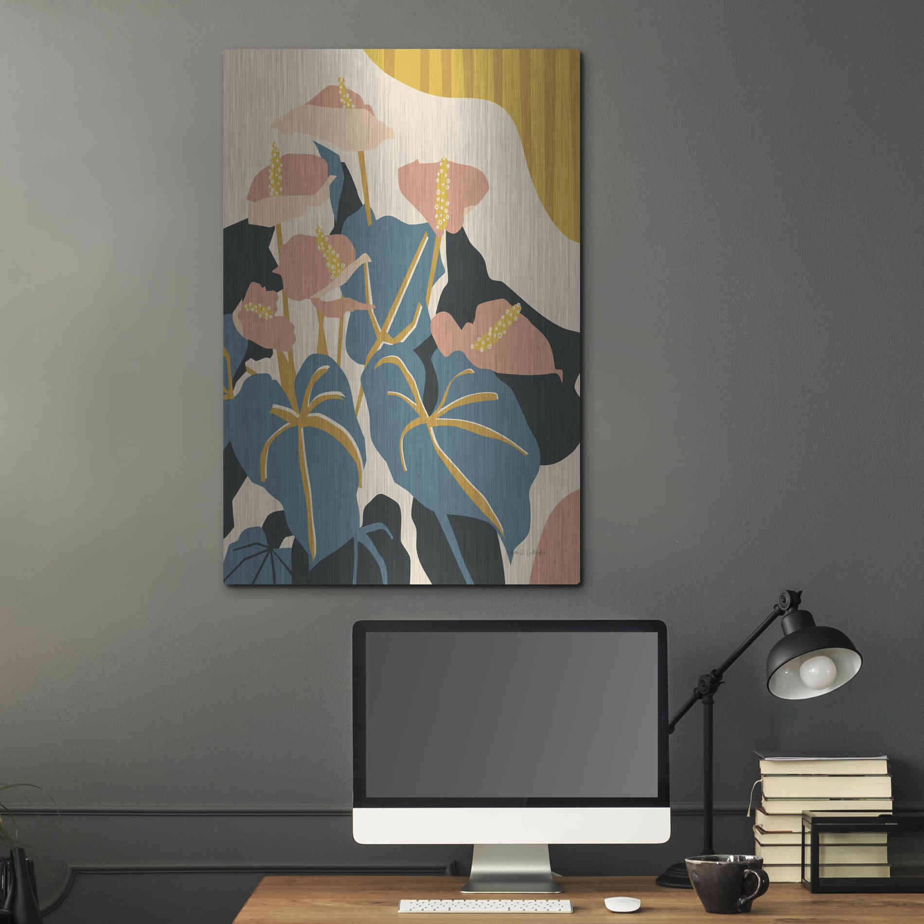 Luxe Metal Art 'Anthurium' by Megan Gallagher, Metal Wall Art,24x36