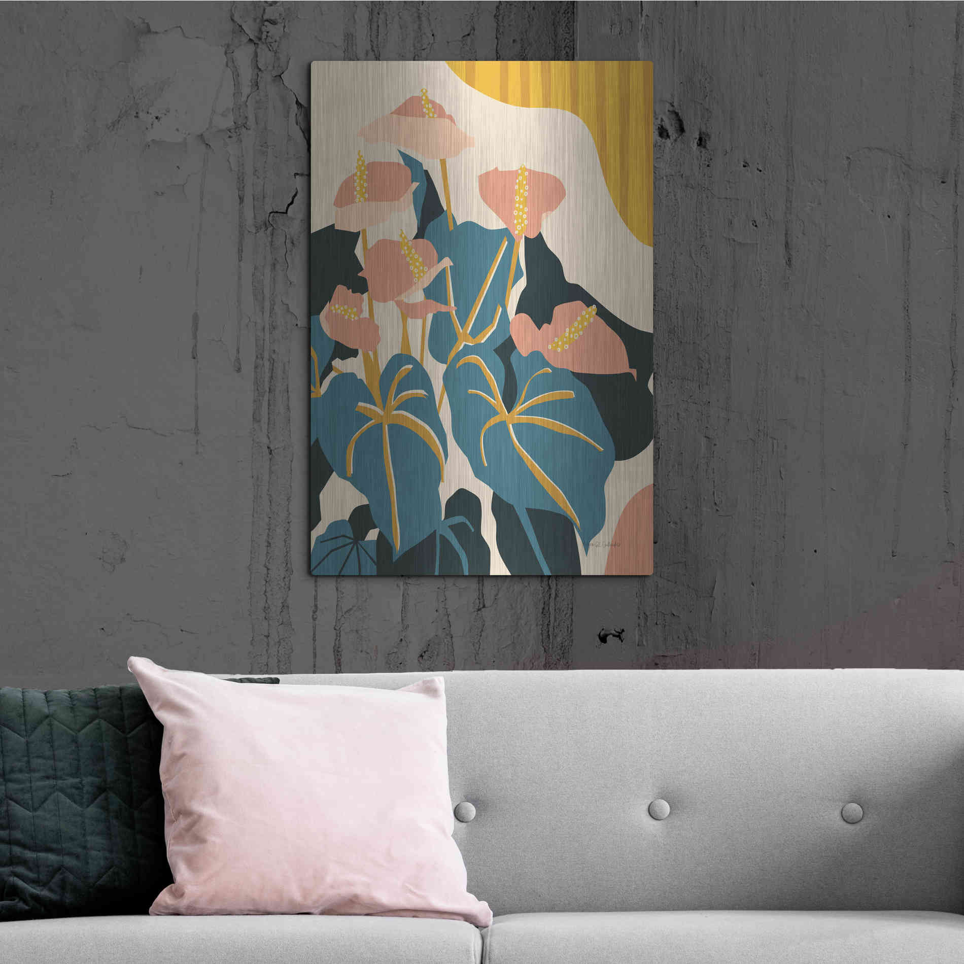 Luxe Metal Art 'Anthurium' by Megan Gallagher, Metal Wall Art,24x36