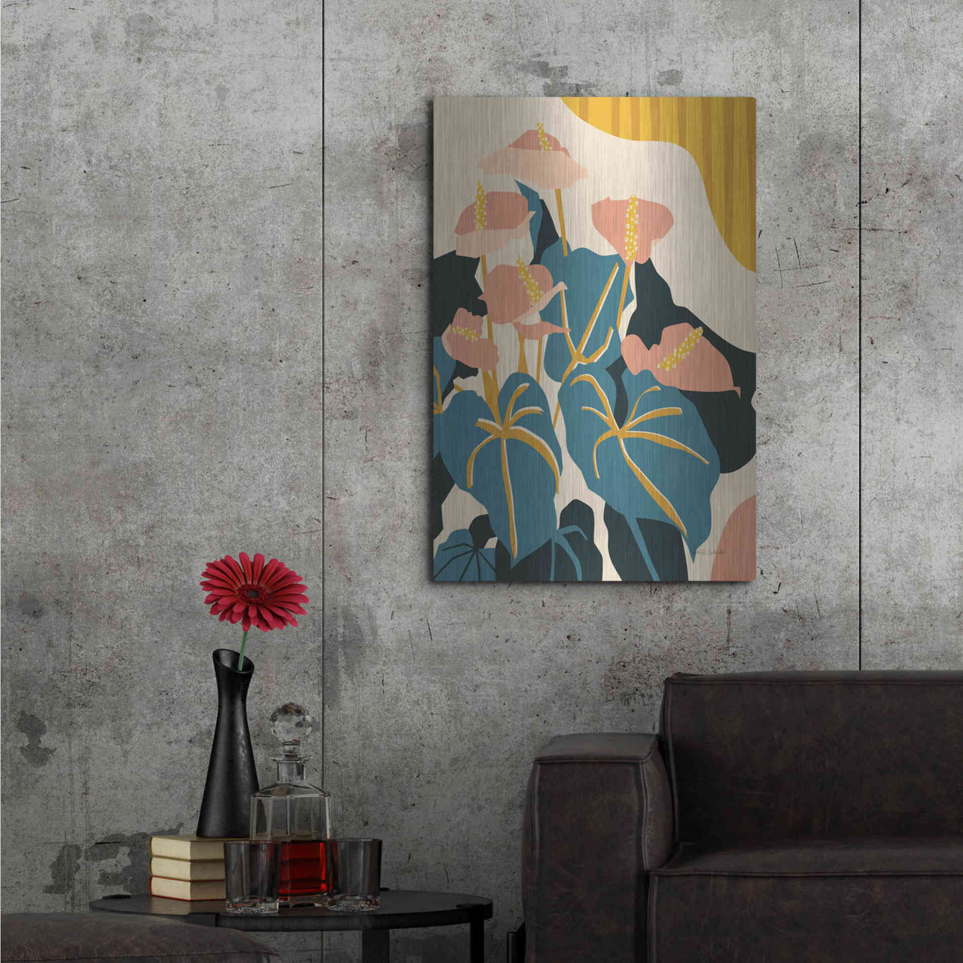 Luxe Metal Art 'Anthurium' by Megan Gallagher, Metal Wall Art,24x36