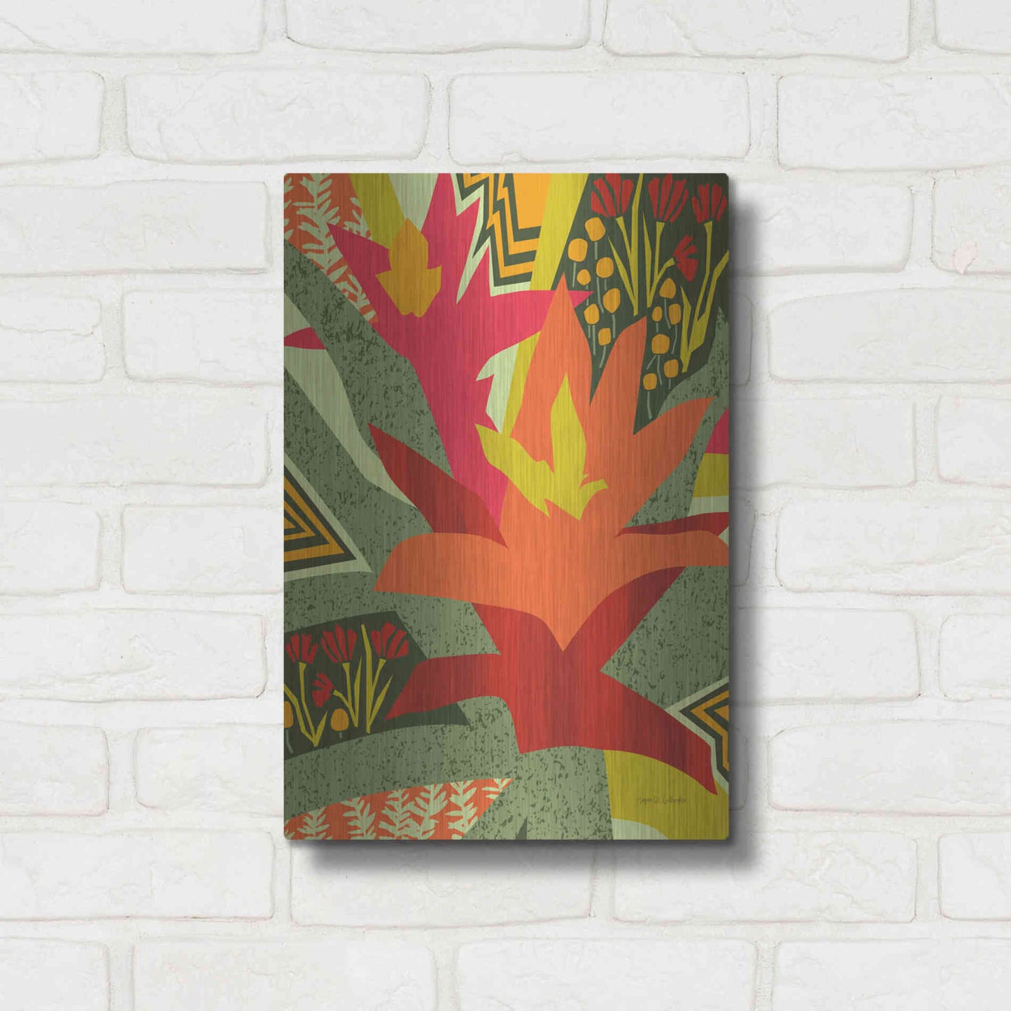 Luxe Metal Art 'Bromeliad' by Megan Gallagher, Metal Wall Art,12x16